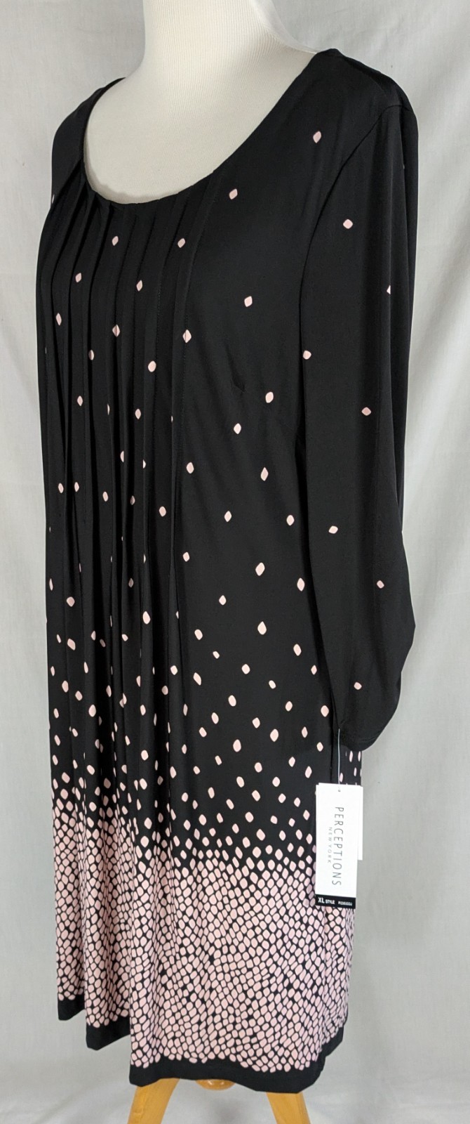 Perceptions New York Dress Womens XL Black and Pink Long Sleeve Stretch Swirl