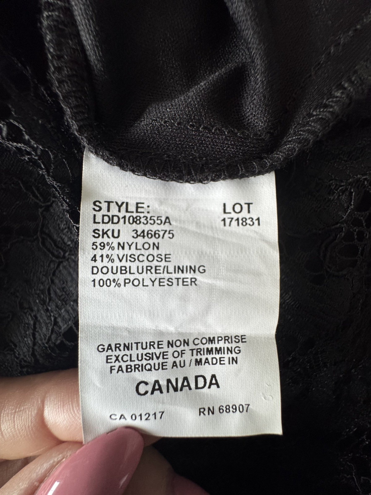 Le Château Black Lace Open Back Cocktail Dress NWT Small Made in Canada