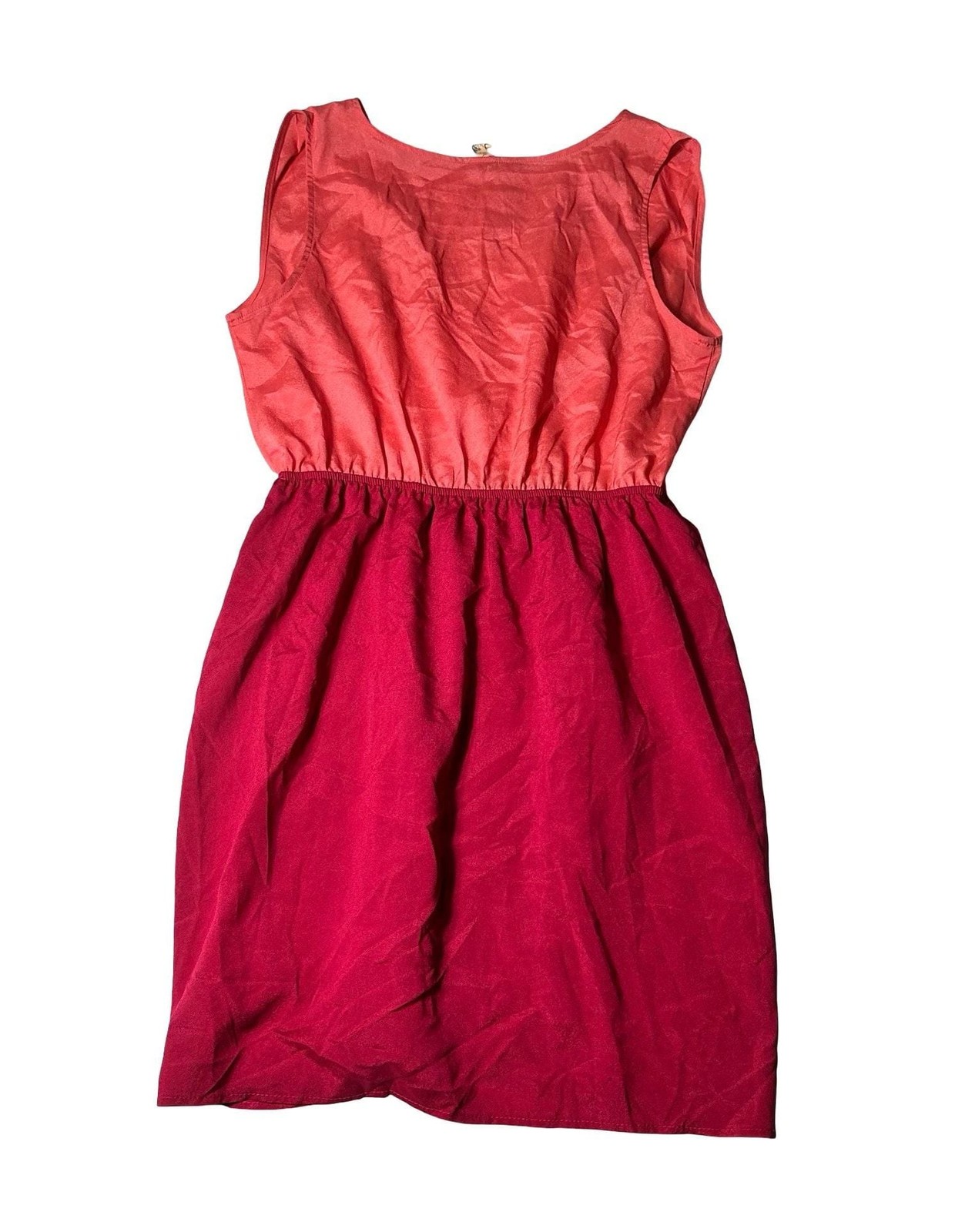 Peppermint Women L Colorblock Sleeveless Surplice Dress Coral Pink Magenta USA