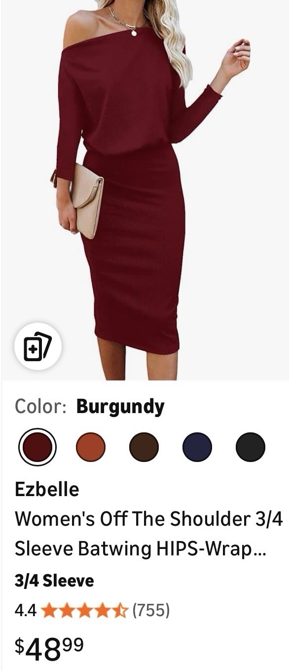 Women’s Off The Shoulder 3/4 Sleeve Batwing HIPS-Wrap Midi Dress Sexy Bodycon S