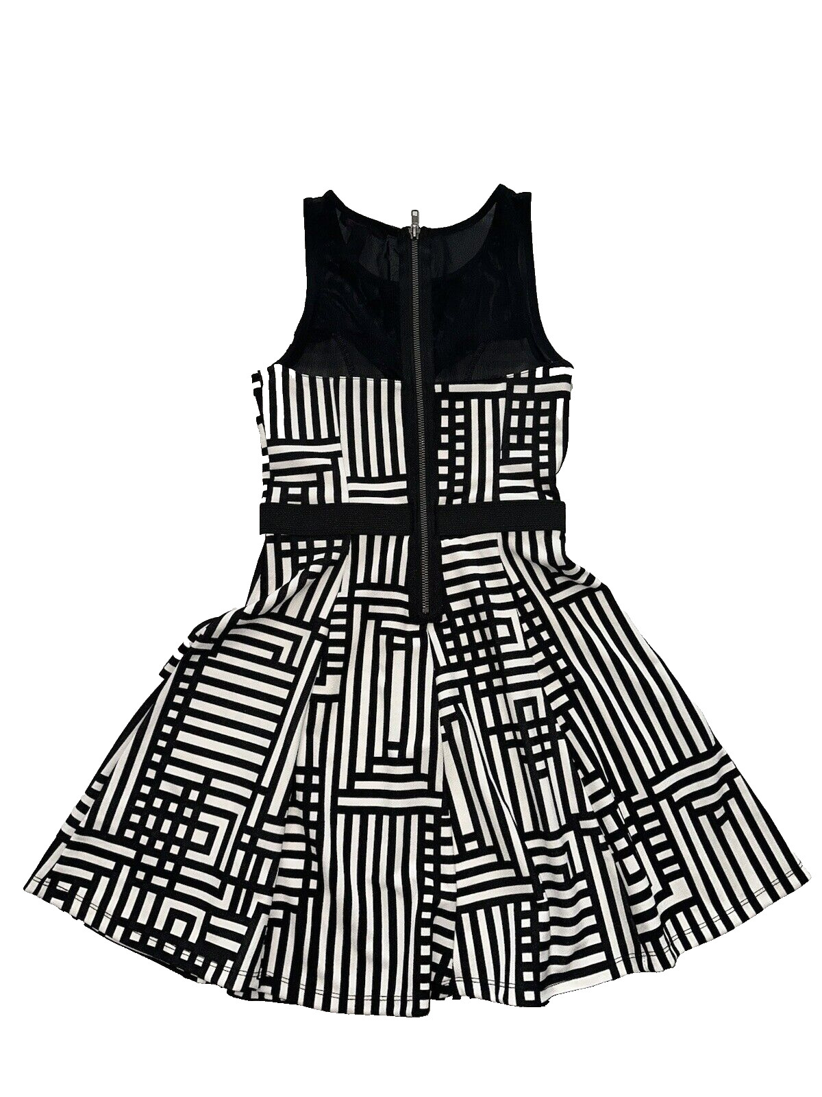 Material Girl Black White Graphic Print A-Line Party Dress Size XS X-small NWT