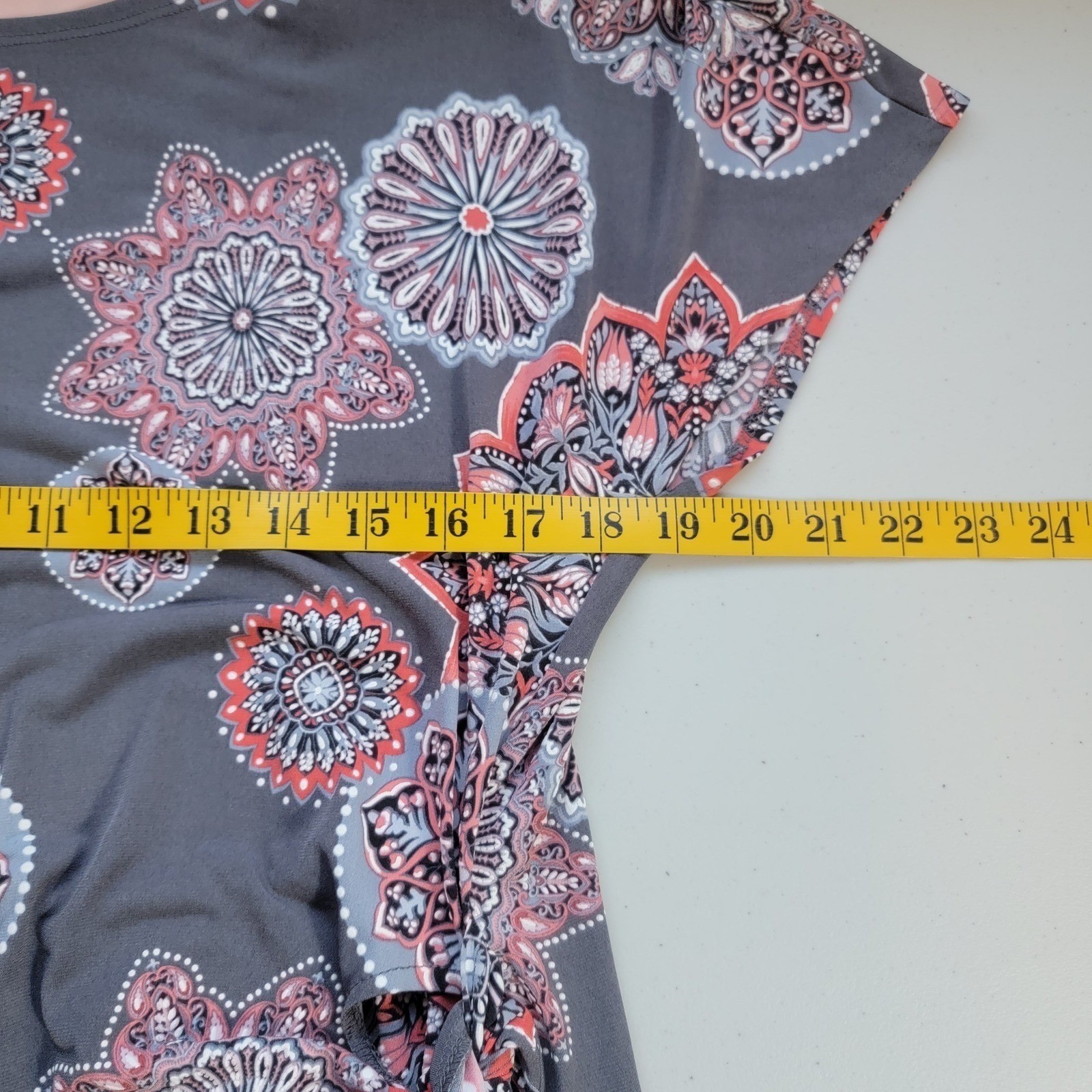 Robbie Bee Mandala Dress L Sheath Side Knot Boho Office Workwear Geometric Print