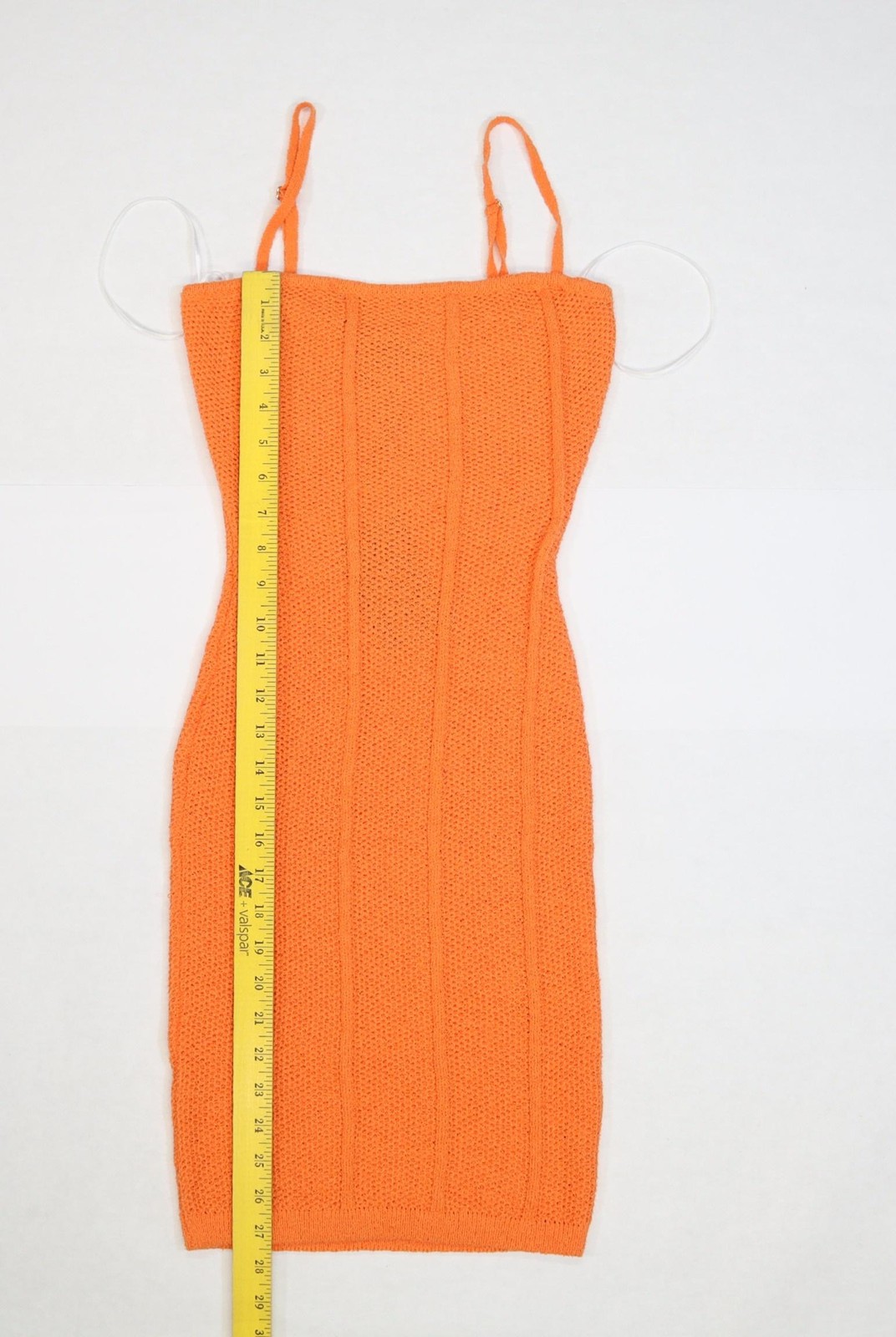 Hera Collection Dress Womens Small Orange Knit Bodycon Spaghetti Strap Ribbed