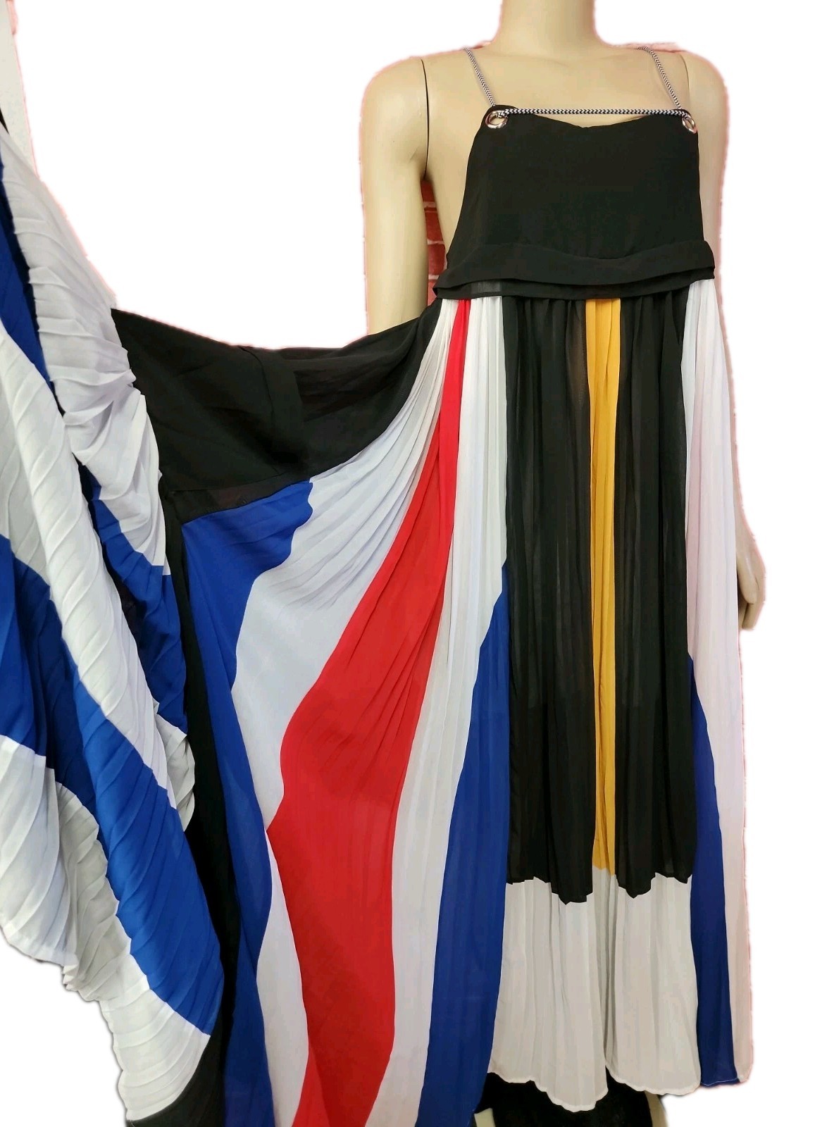 Alpha & Omega BOHO MODERN Pleated Multicolor Women’s Maxi Dress Size S #C7