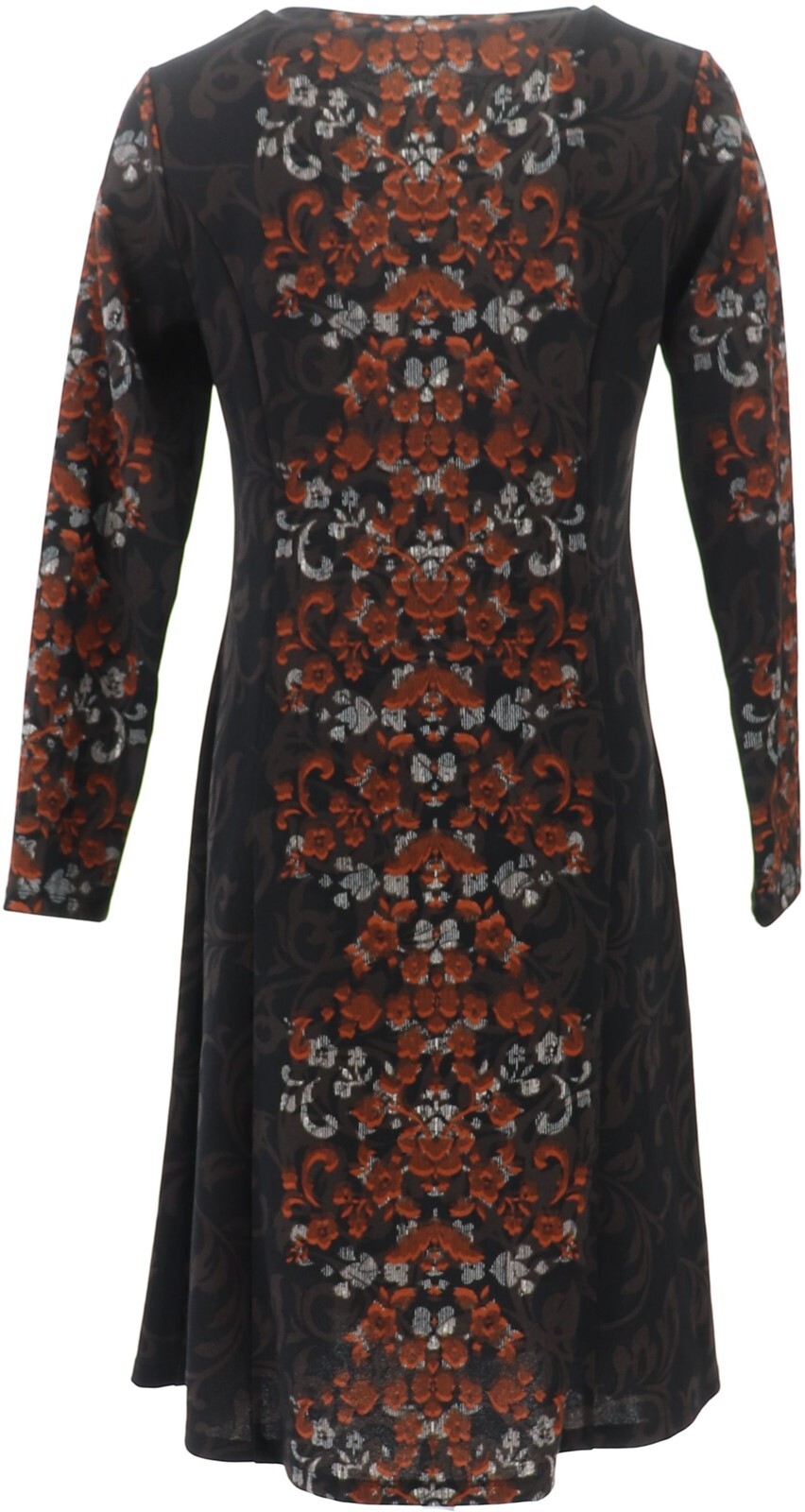 Dennis Basso Printed Luxe Crepe Fit-and-Flare Dress Black Spice 18W NWOT (3)