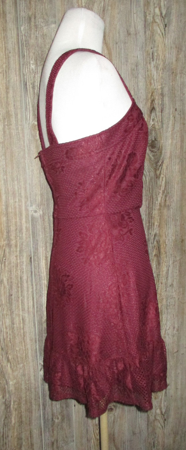 Speechless NWT Wine Sleeveless Princess Seam Ruffle Lace Dress Juniors Size S