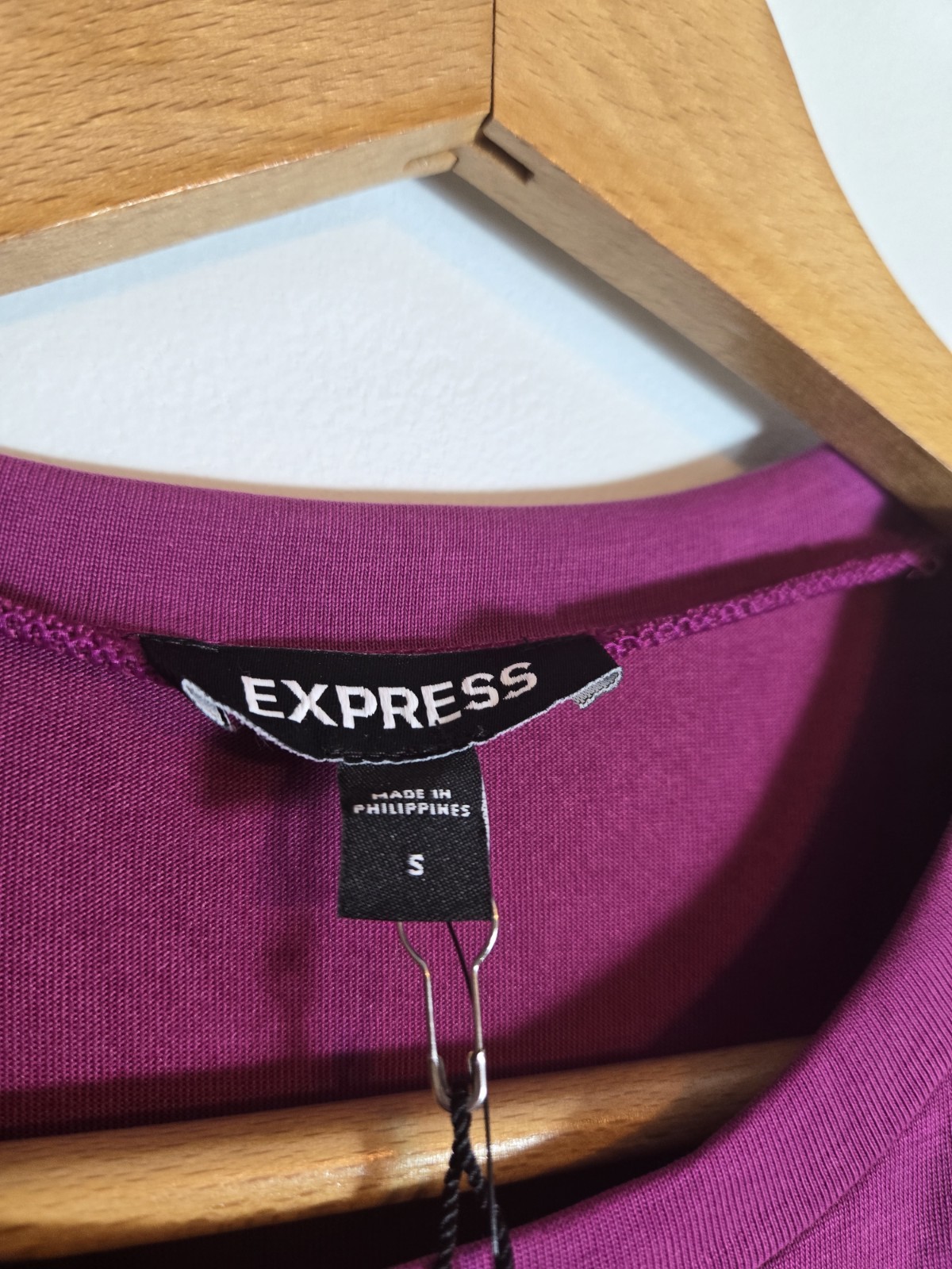 NWT Express Raspberry Solid Knit Ruched Stretch Crew Neck T-Shirt Midi Dress S
