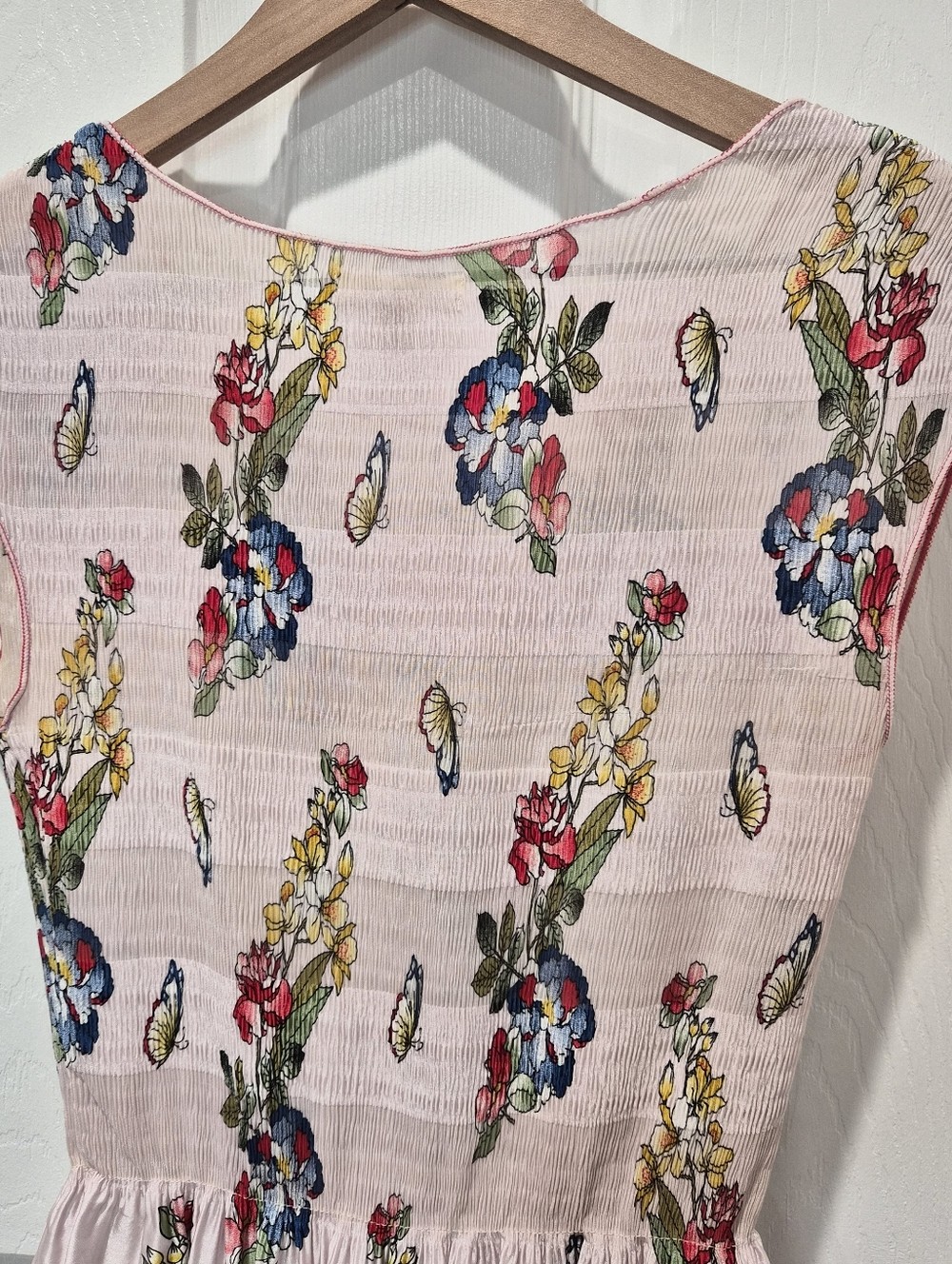 Max Studio Floral Butterfly Print Stretch Sleeveless Sheer Dress Size Small