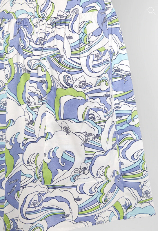 NWT ModCloth Gathering Wildflowers Waves and Sharks Smock Dress – Size Medium