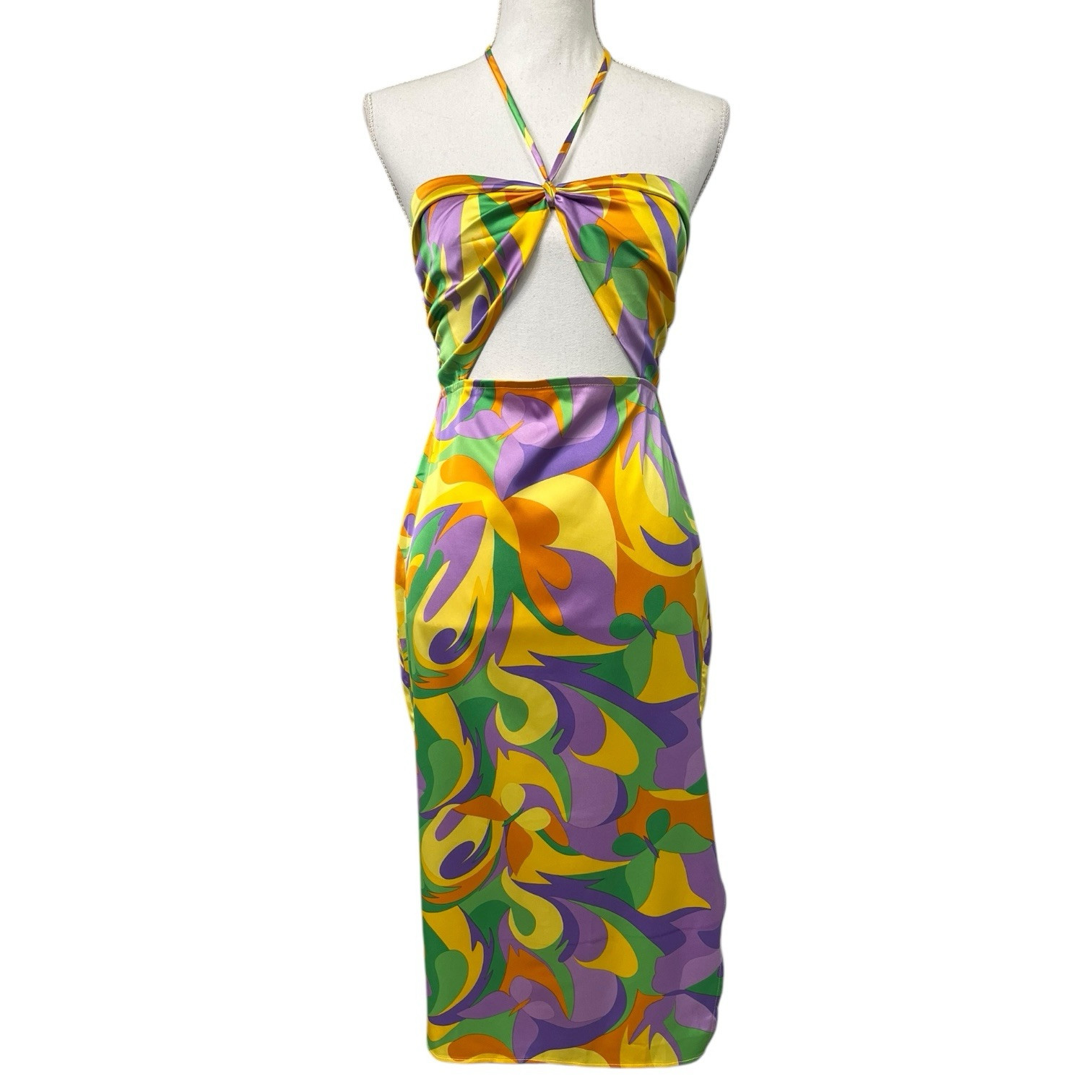New Danielle Bernstein WeWoreWhat Dress Womens Small Yellow Purple Strapless 70s