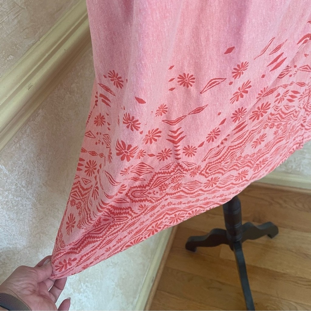 Athleta Bohemian Halter Peach Orange Pinkish Cotton blend Jersey Dress Sz Medium