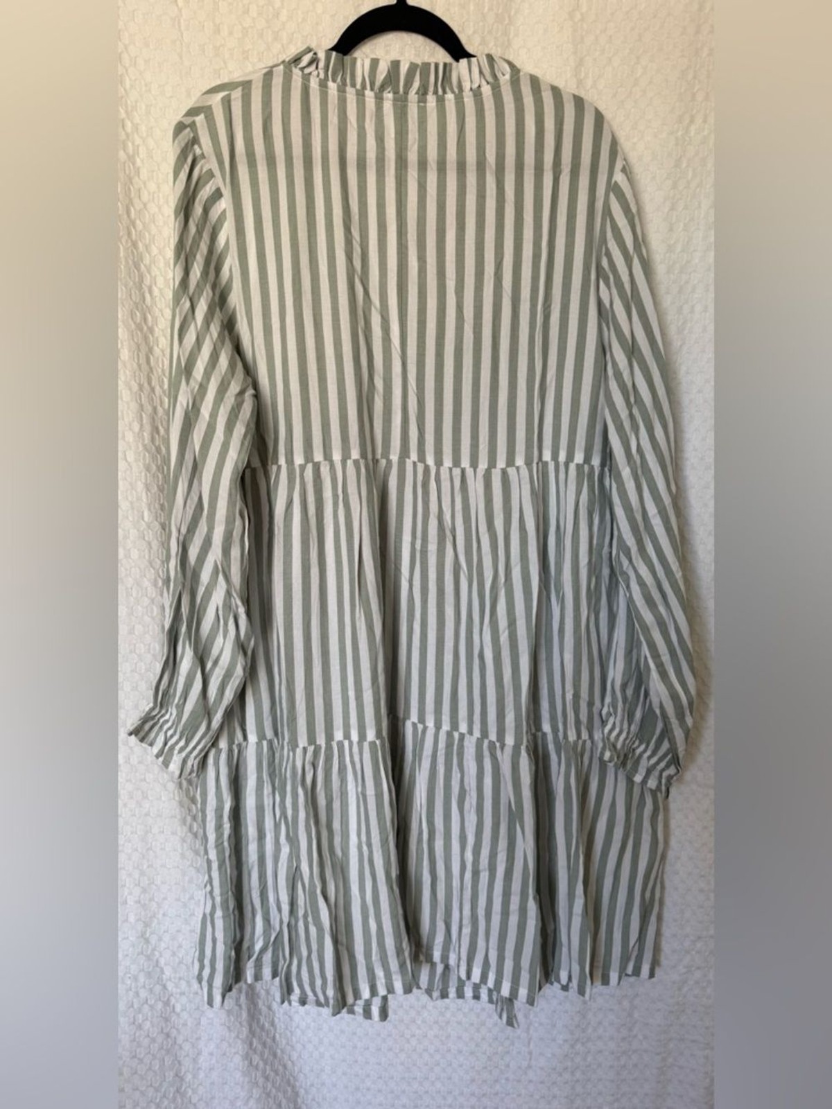 Dip Eco-Friendly Green & White Striped Tiered Tassel Dress 1X