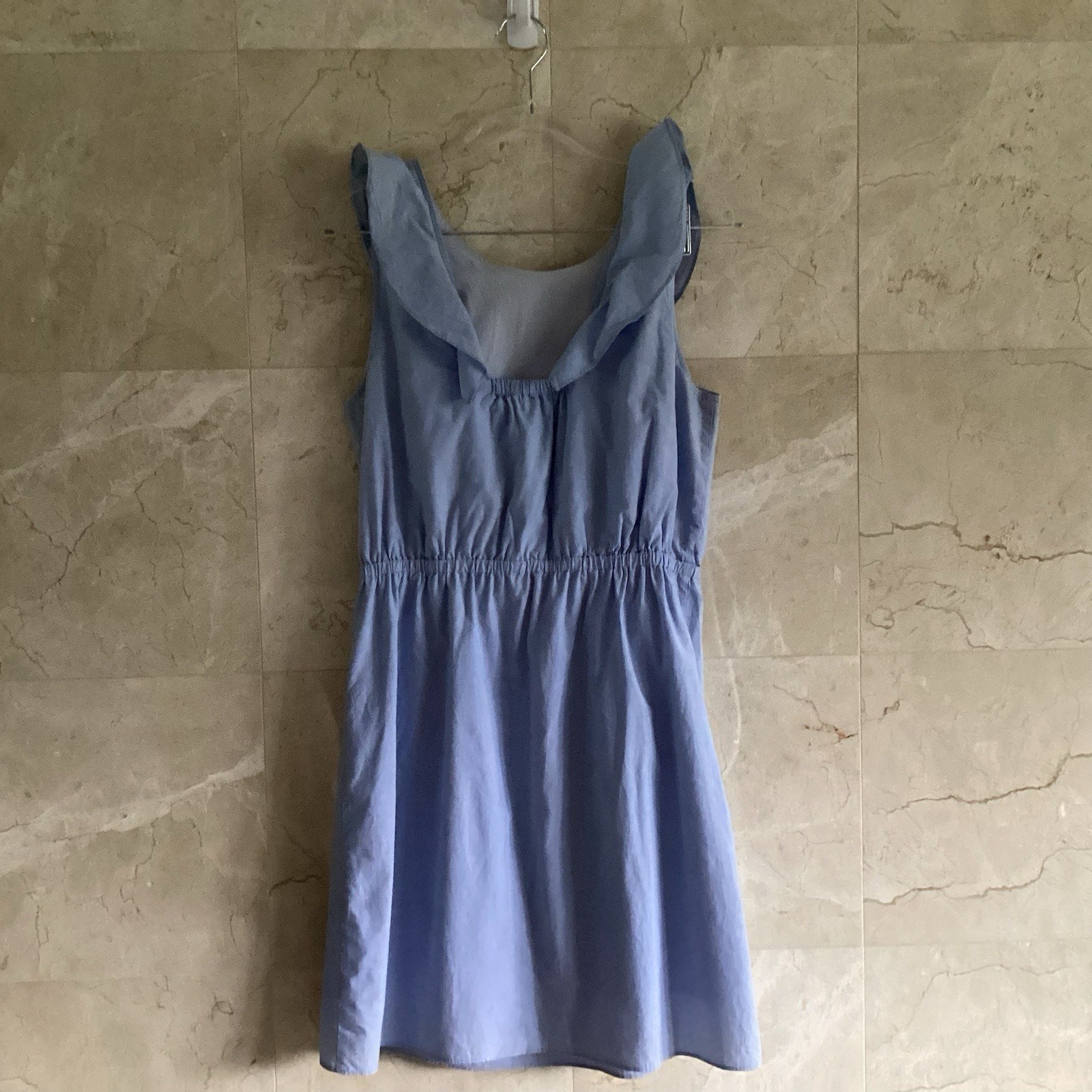 J. Crew Flutter Ruffle Sleeveless Dress Blue Cotton, Cottagecore Preppy – Size 6