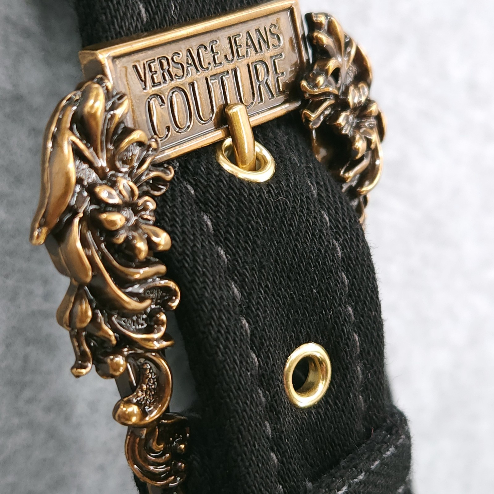 Versace Jeans Couture Baroque Buckle Embellished Seam Sheath Black Dress 2 NWT
