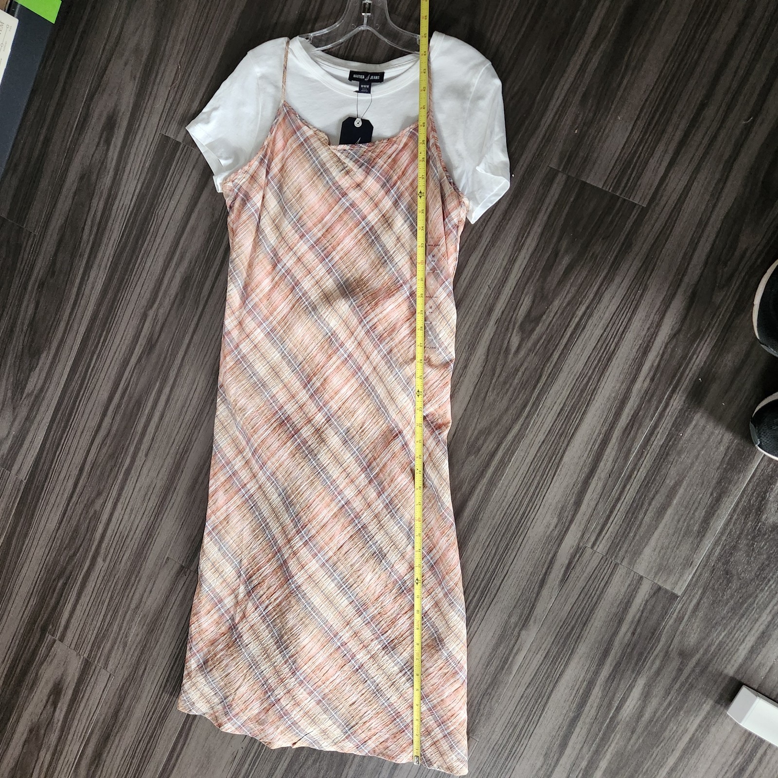 Nautica Jeans Midi Brown Plaid Layered Strap Midi Dress Womens Size M NWT
