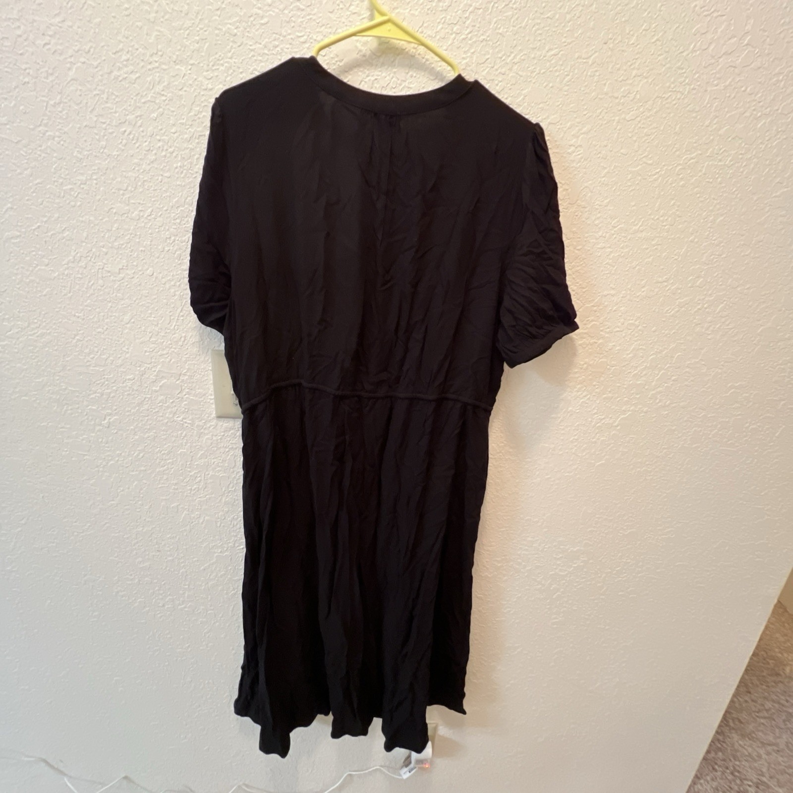 Amazon Essentials Women’s Button Up Drawstring Waist Black Dress Size XXL NWT