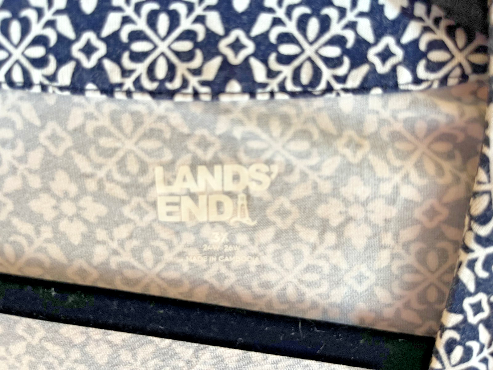 Lands End 3X Light Weight Cotton Modal Short Sleeve Above Knee Dress Navy Tile