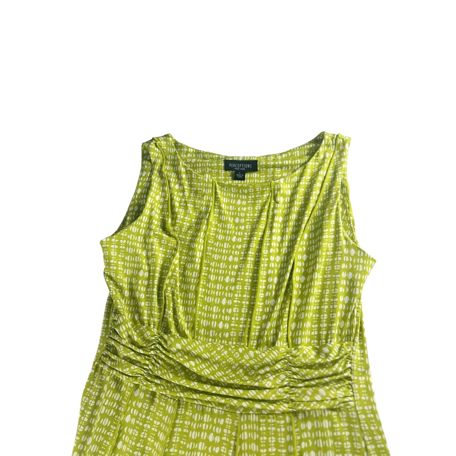 Perceptions New York Lime Geometric Sleeveless Maxi Dress Large P21344J NWT