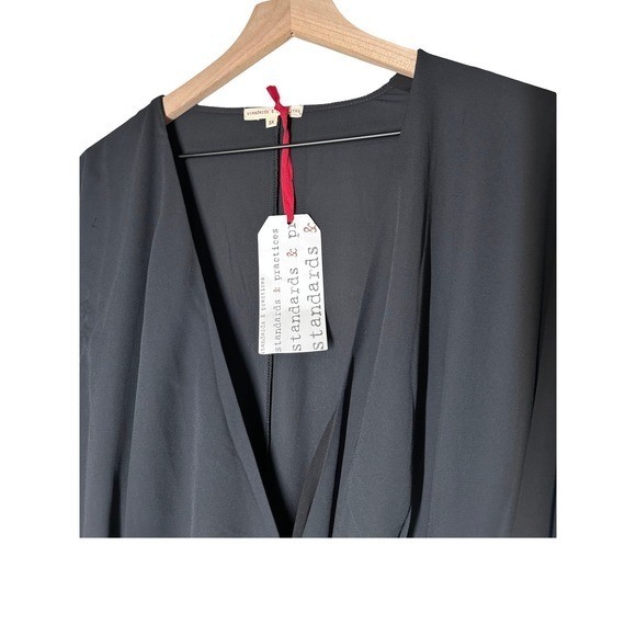 Standards & Practices 3X Black Kimono Wrap Dress NWT
