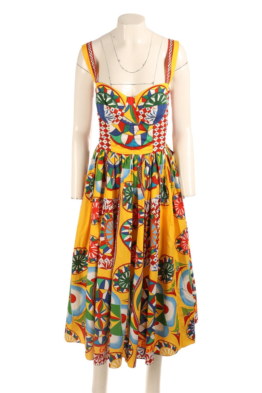 DOLCE & GABBANA MULTI COTTON MAXI DRESS IT 46 UK 14 US 10