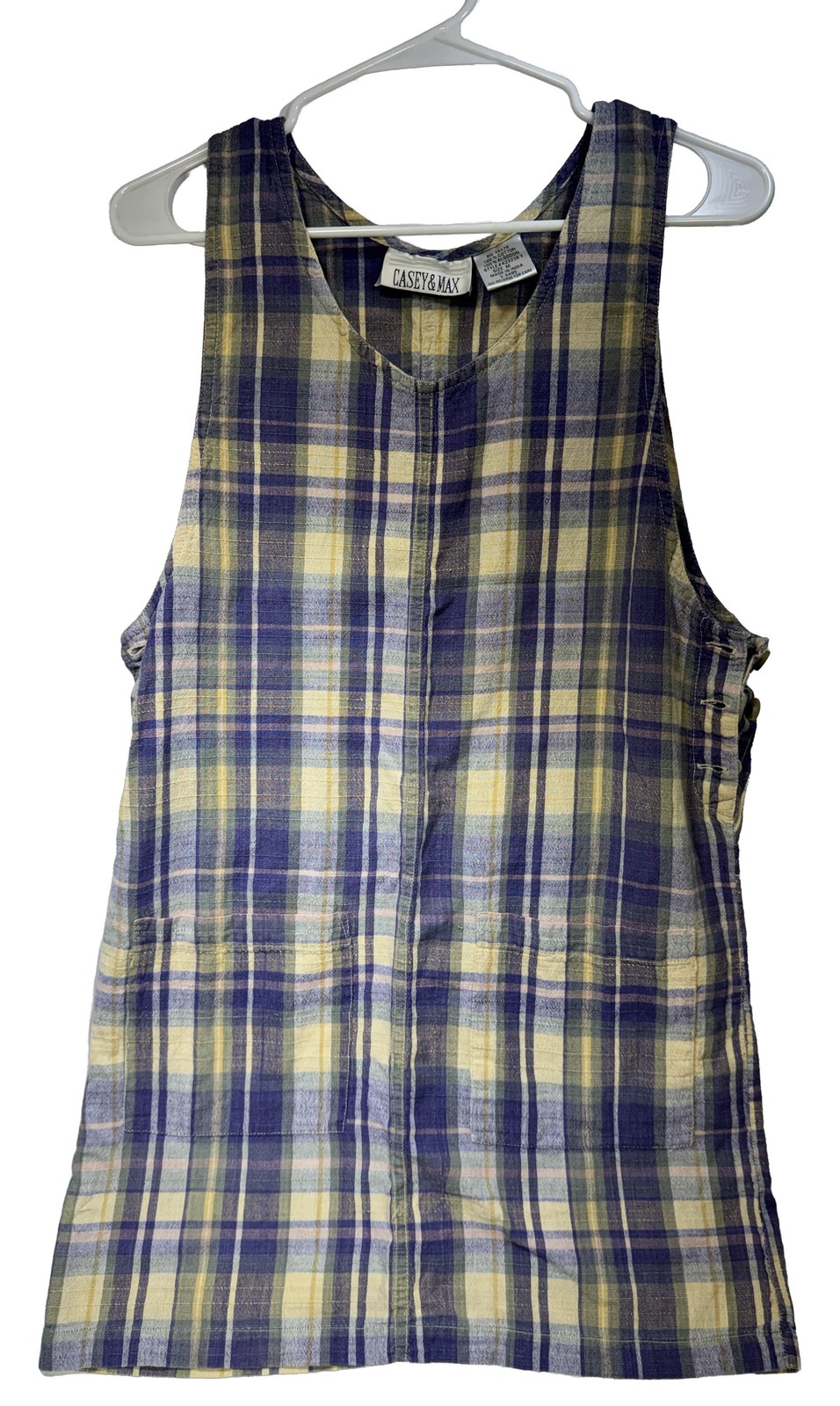Casey & Max Plaid Cotton Sleeveless Dress Size M