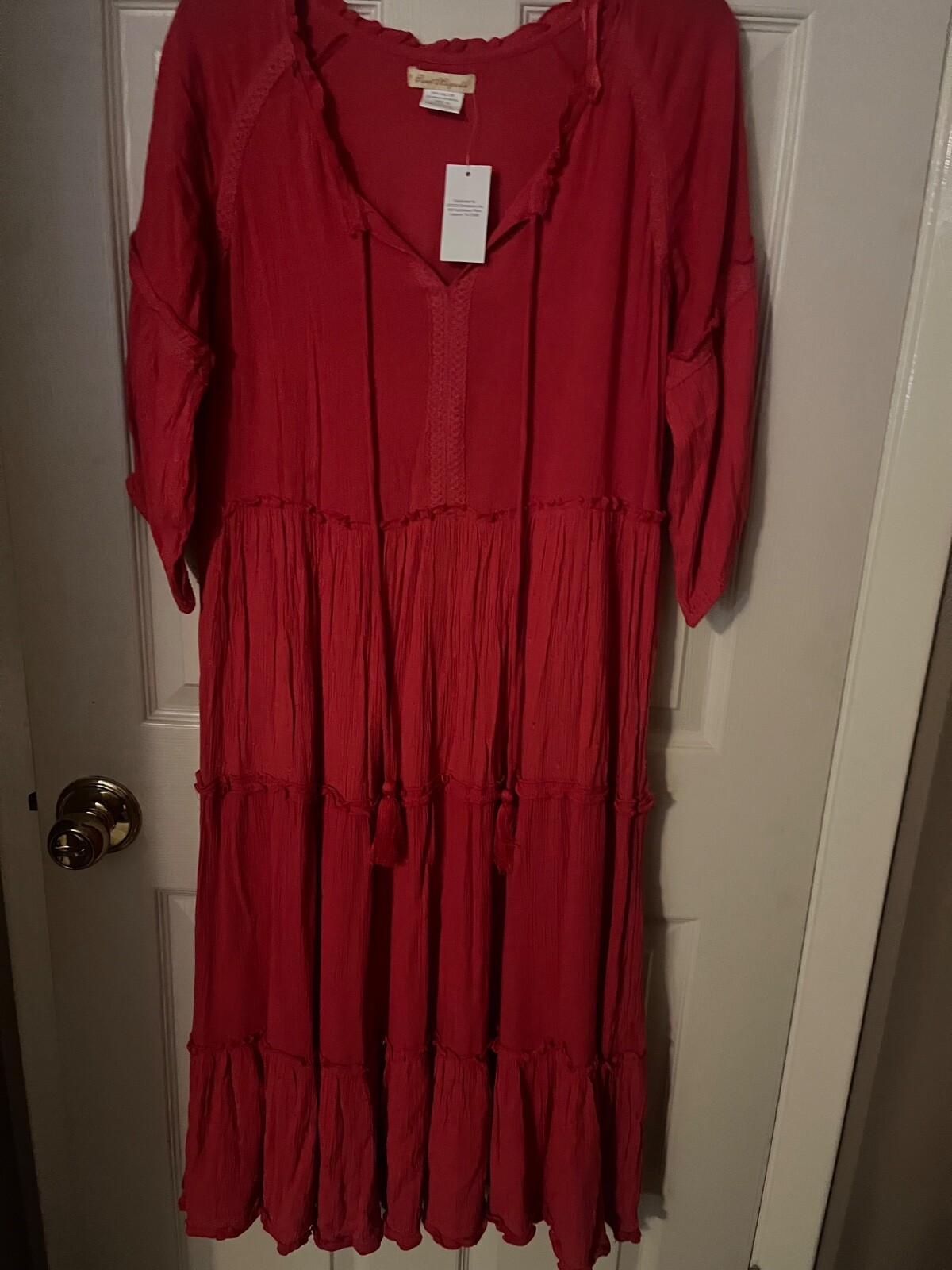 Sweet Magnolia Maxi Tapered Tie Front Dress Size M -Pink