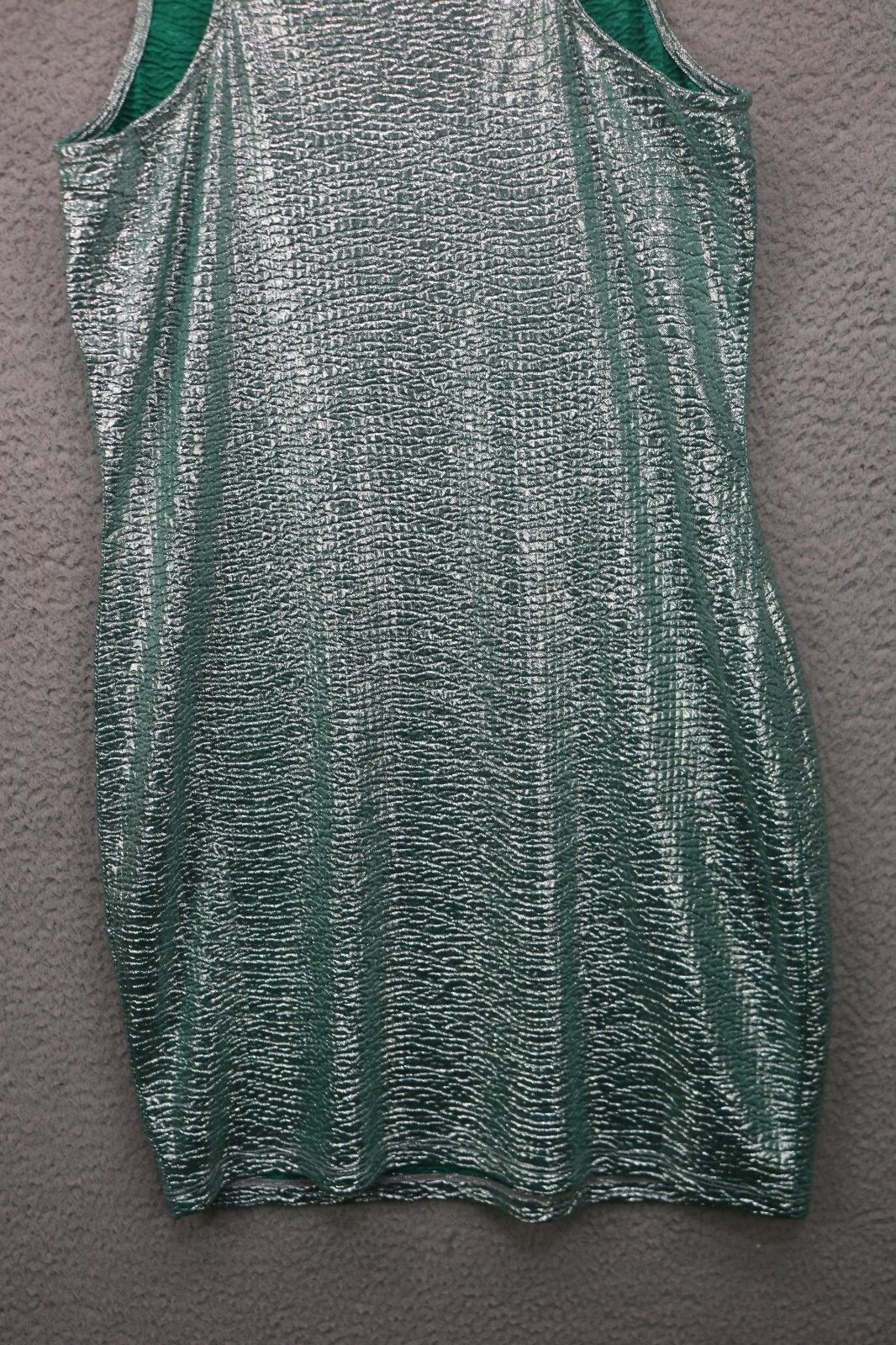Olive & Oak Green & Silver Shimmering Bodycon Dress-Size Medium-Stretchy