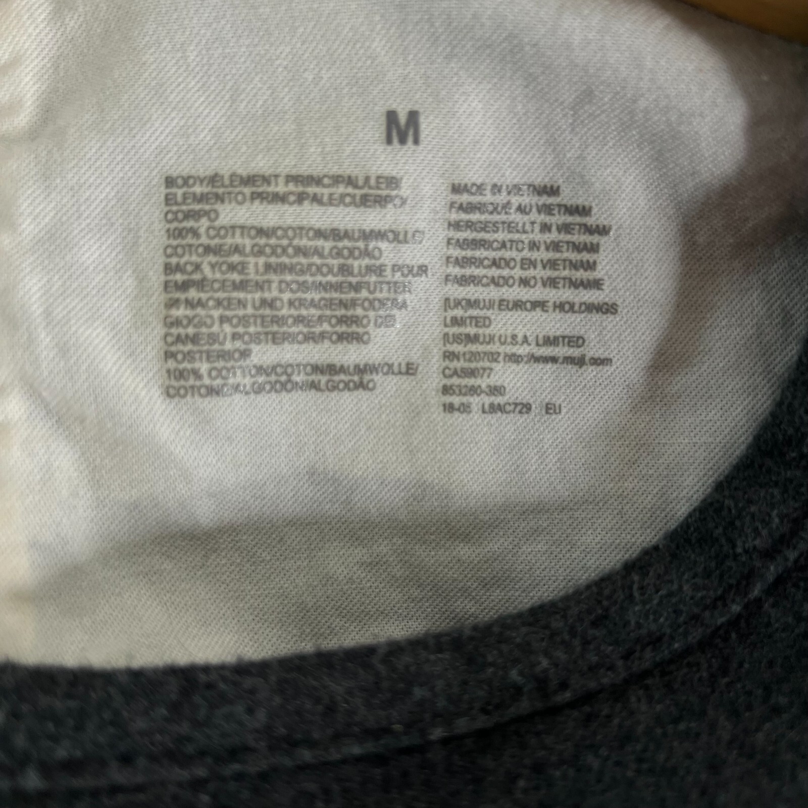 MUJI Size Medium Cotton Flannel Gray Dress Minimalist Lagenlook