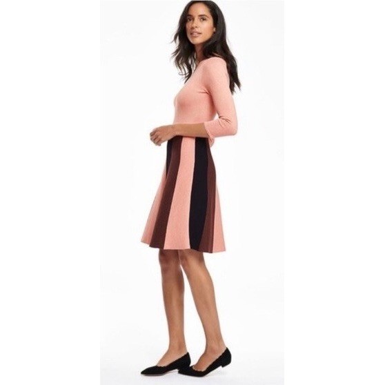 BODEN Rosemary Sparkle Knit Fit N’ Flare Dress Pink Chocolate Brown US Size 6