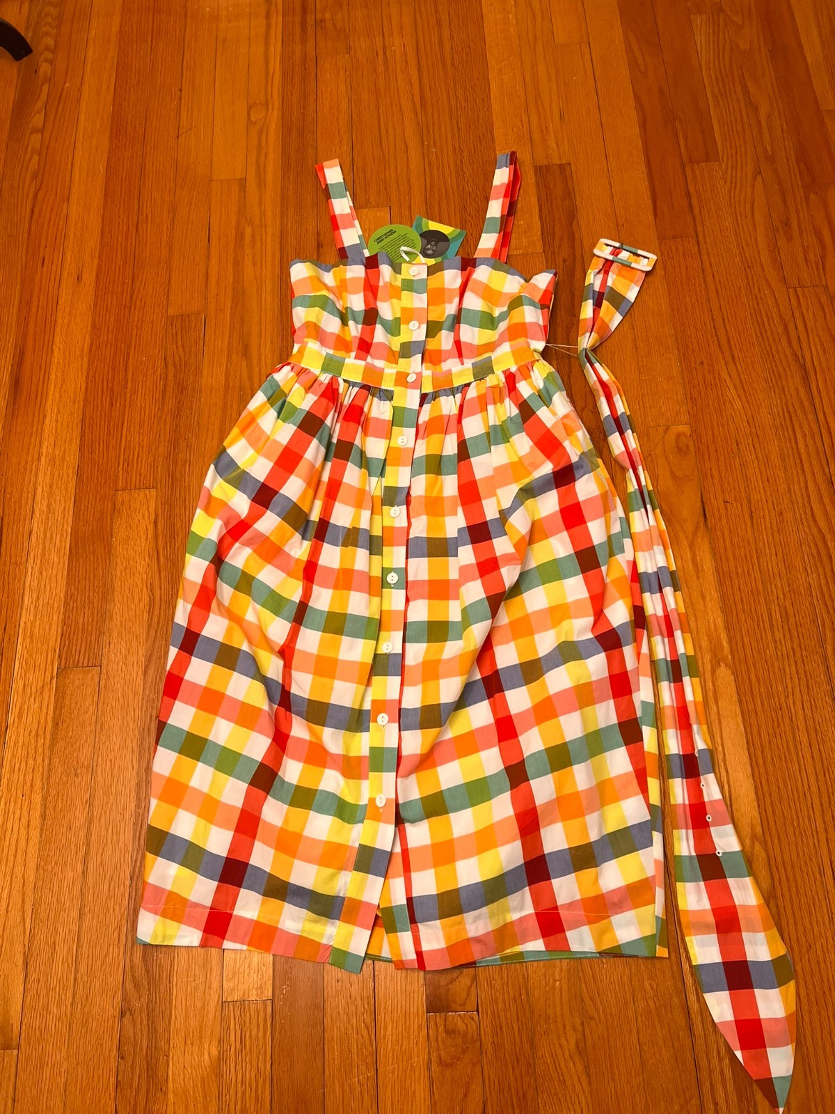 Christopher John Rogers Multicolor Gingham Sundress with Petticoat and Belt 10