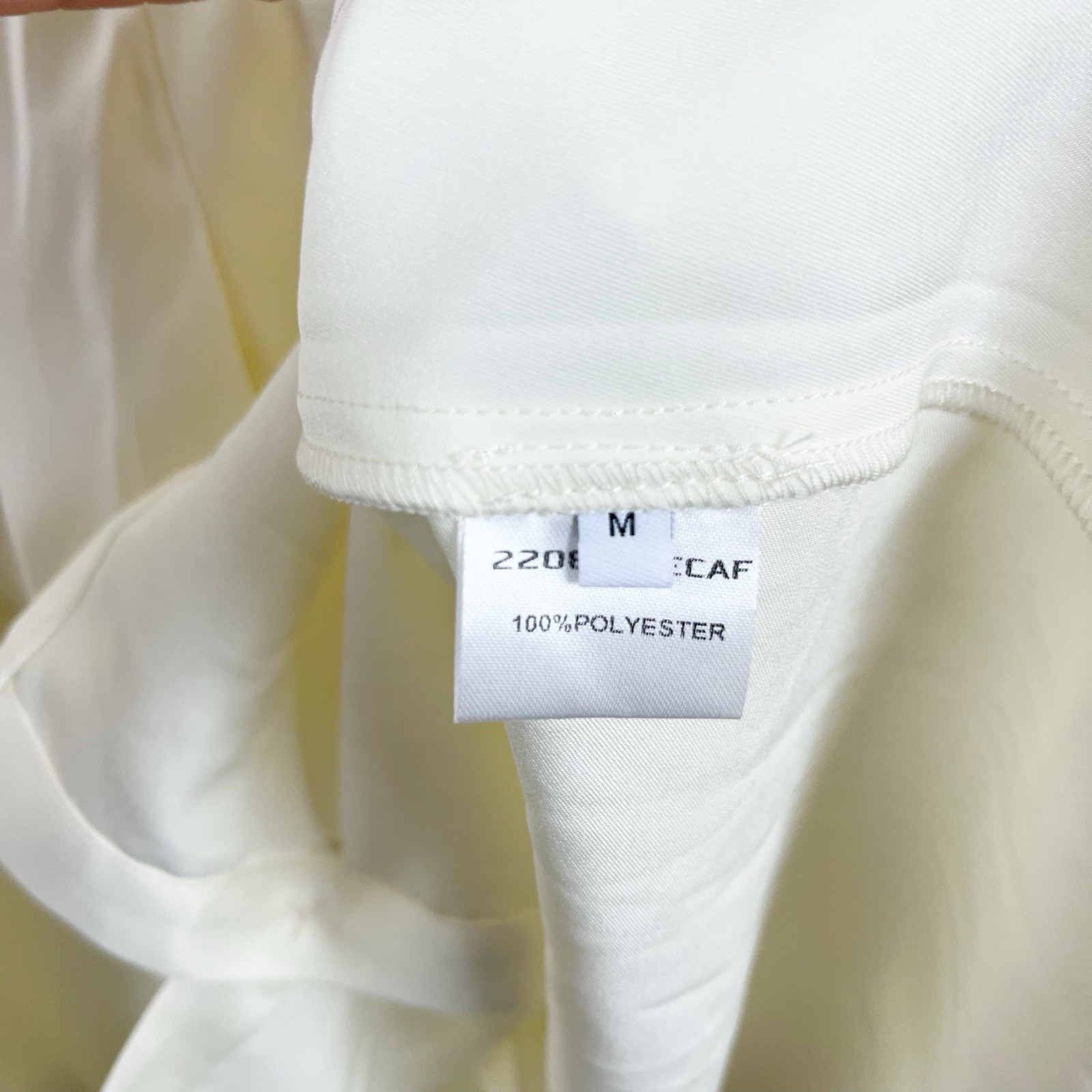 2208M Decaf Ivory Satin Shirt Mini Dress Size Medium