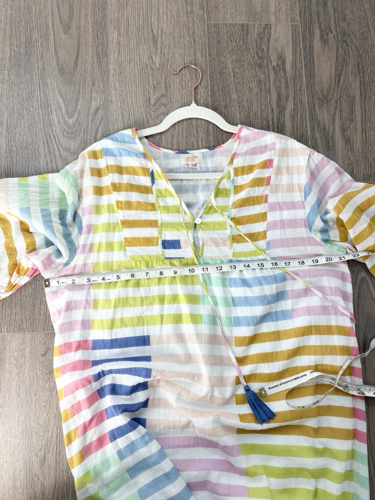 Sunshine Tienda Colorful Stripe Copa Maxi Dress Sz Large Beachy Coastal Boho