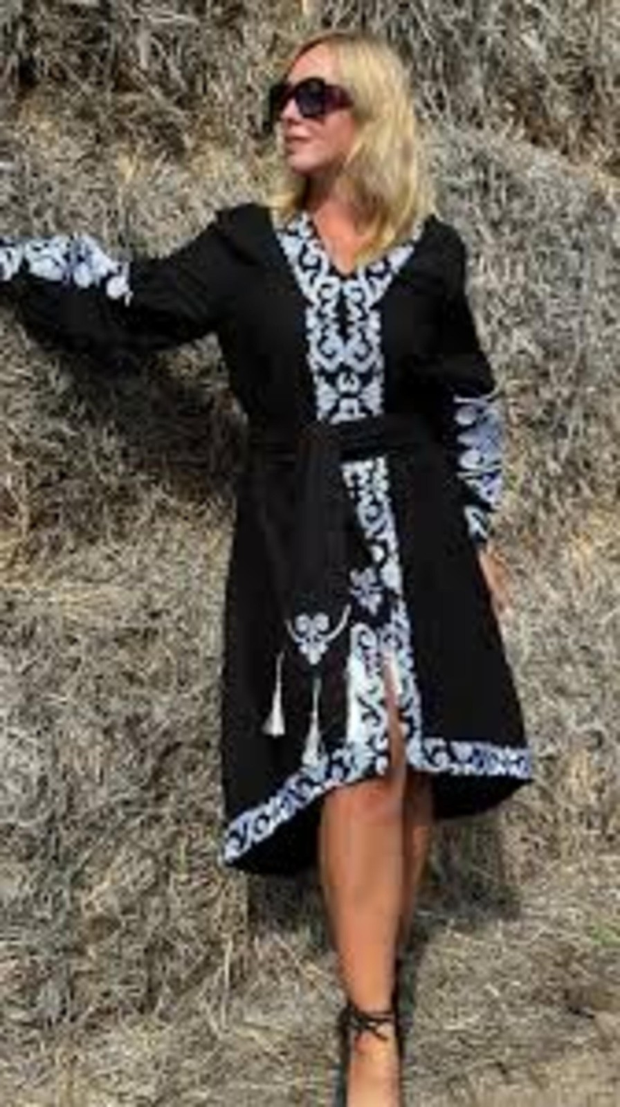 Couples Match Vyshyvanka Set – Black Embroidered Dress and Men’s Shirt, Ukrainia