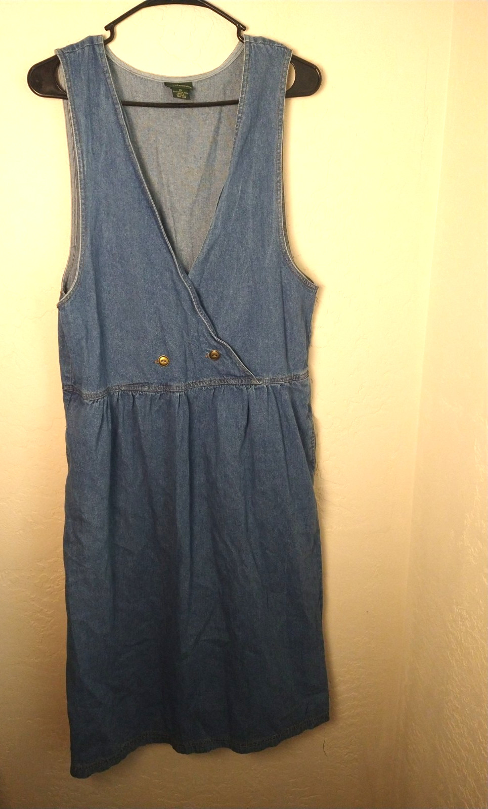 VTG Saddlebred Womens Dress Sz 10 Denim Midi Overall Sleeveless Country Boho