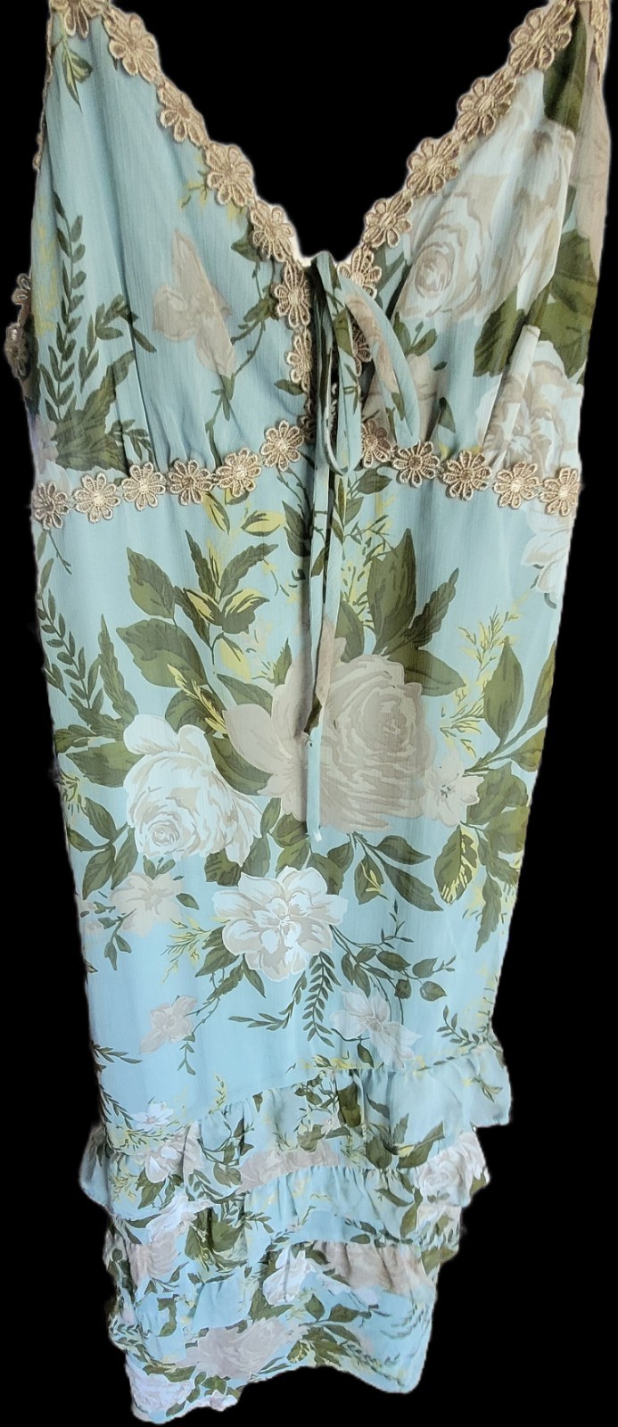 Brand New With Tags! Wild Fable Tiered Maxi Dress Green, Tan, Cream Size Medium