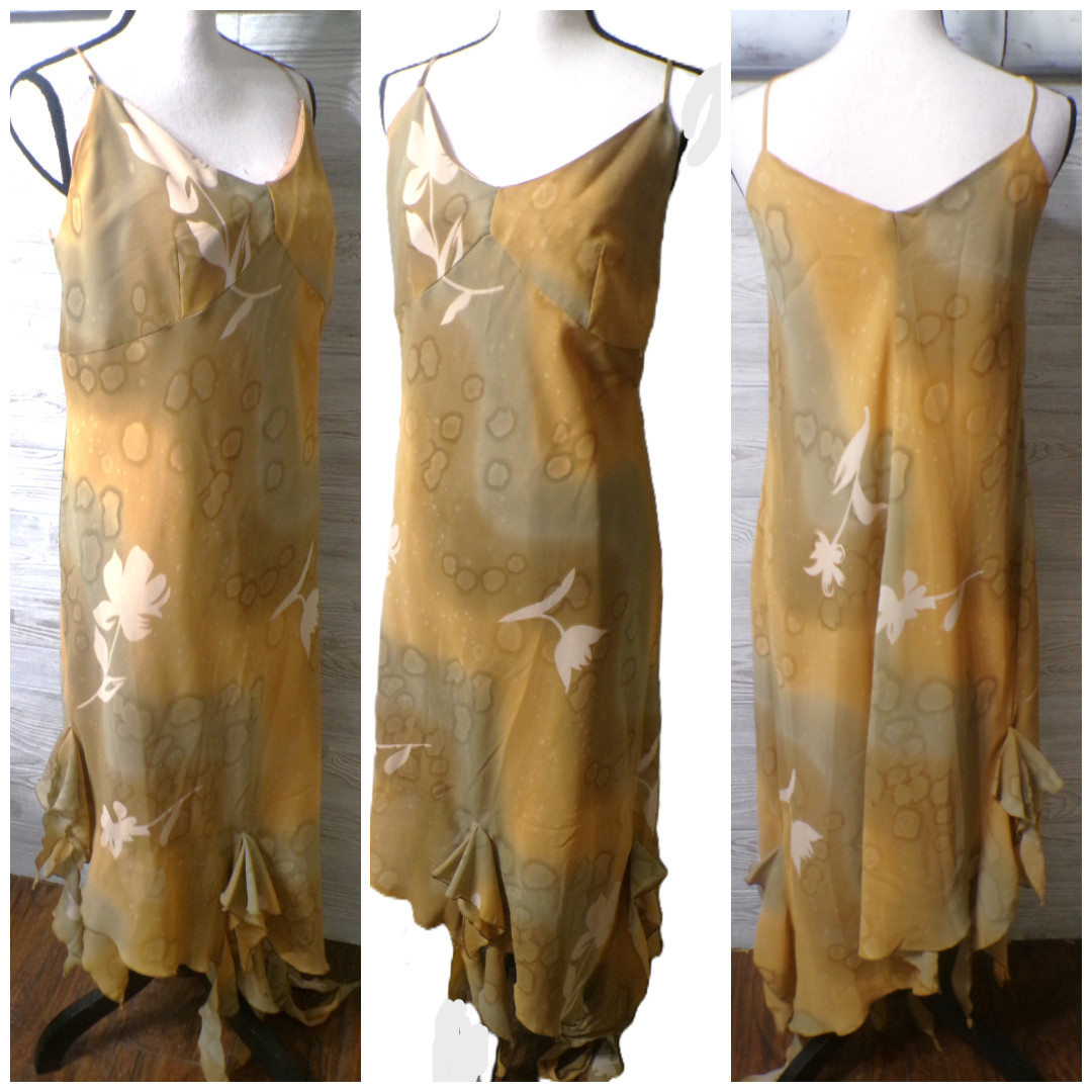 Y2k Maxi Slip Dress 16 Sheer Floral Asymmetric Babydoll Fairy grunge Whimsigoth