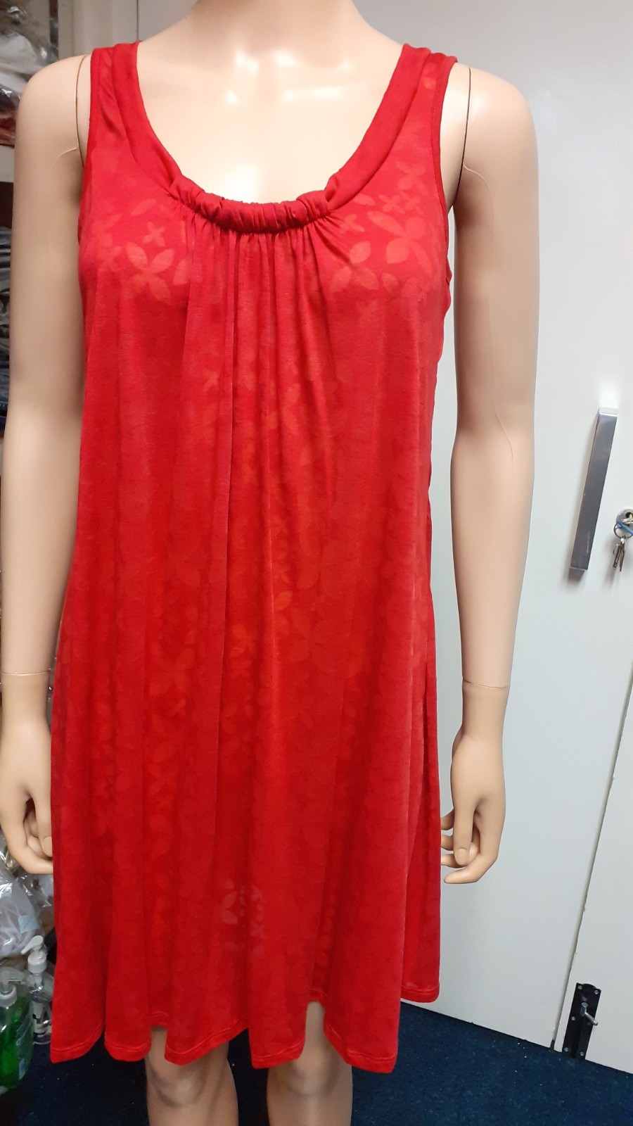 Women’s RUCHED SCOOP NECK BURNOUT SHIFT TUNIC DRESS- SIZE 10-20