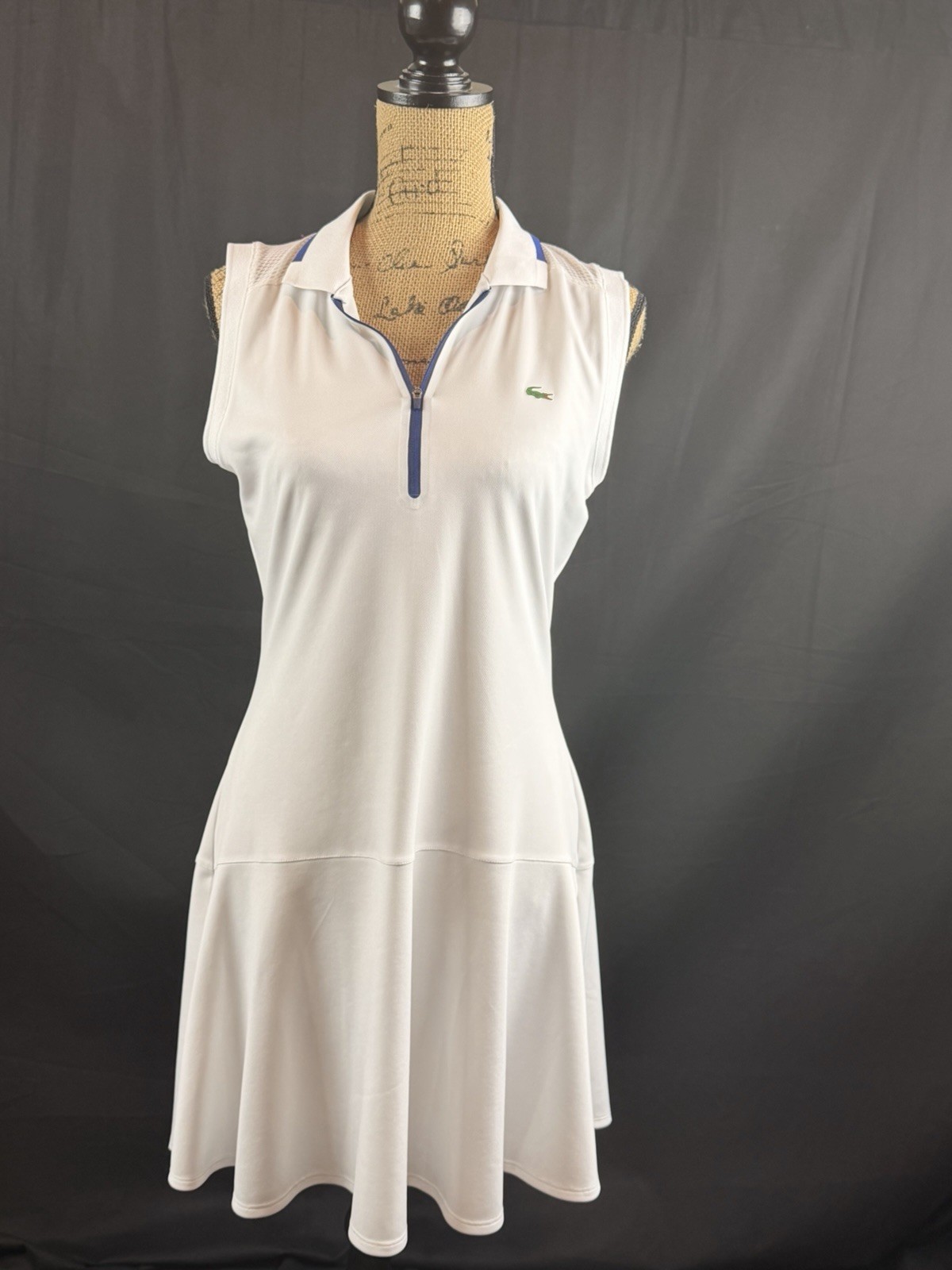 Lacoste Womens White Polo Dress Sleeveless Size 36 Flared