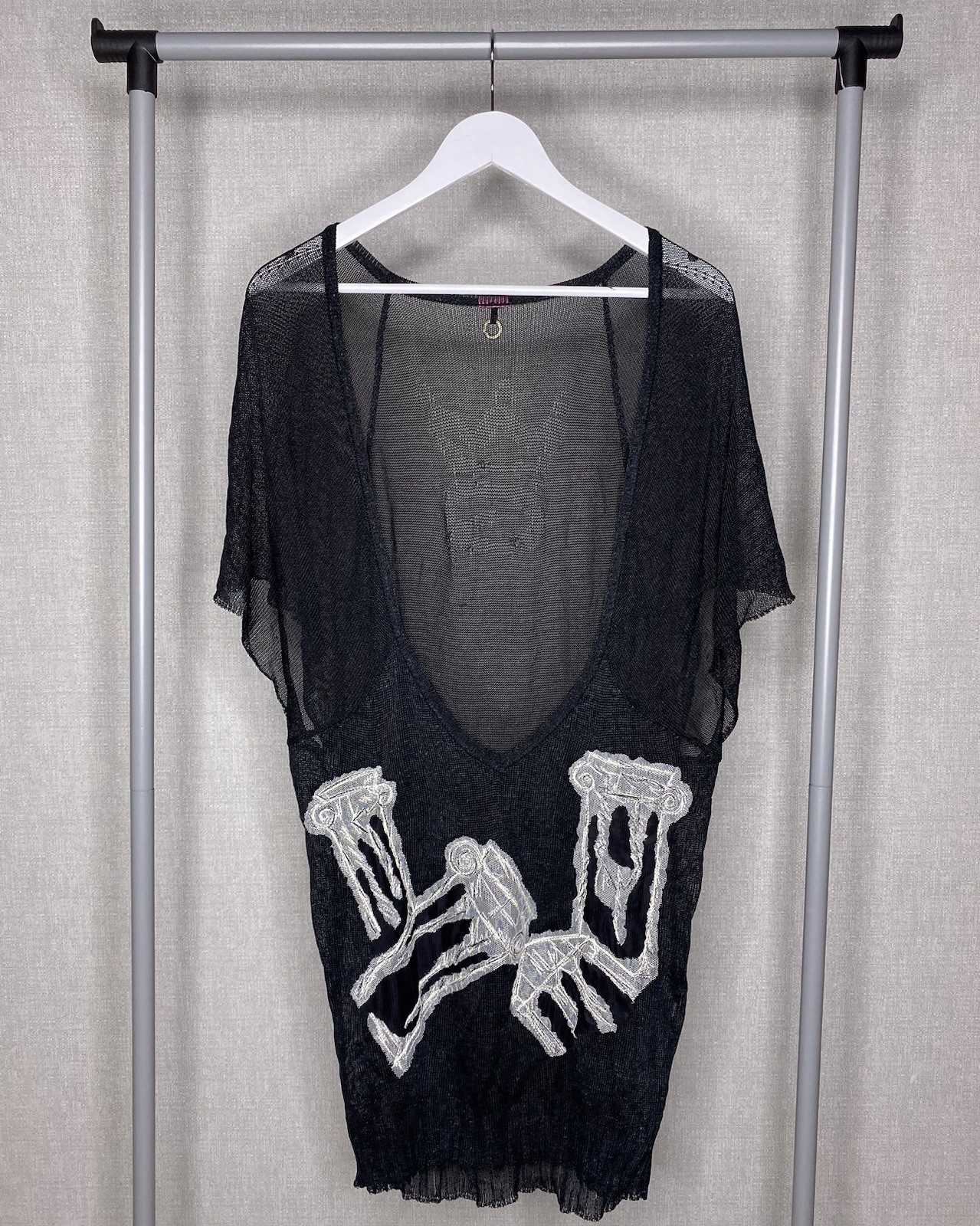 Save The Queen Mesh Dress Beach Tunic Black Logo One Size Rare Vintage