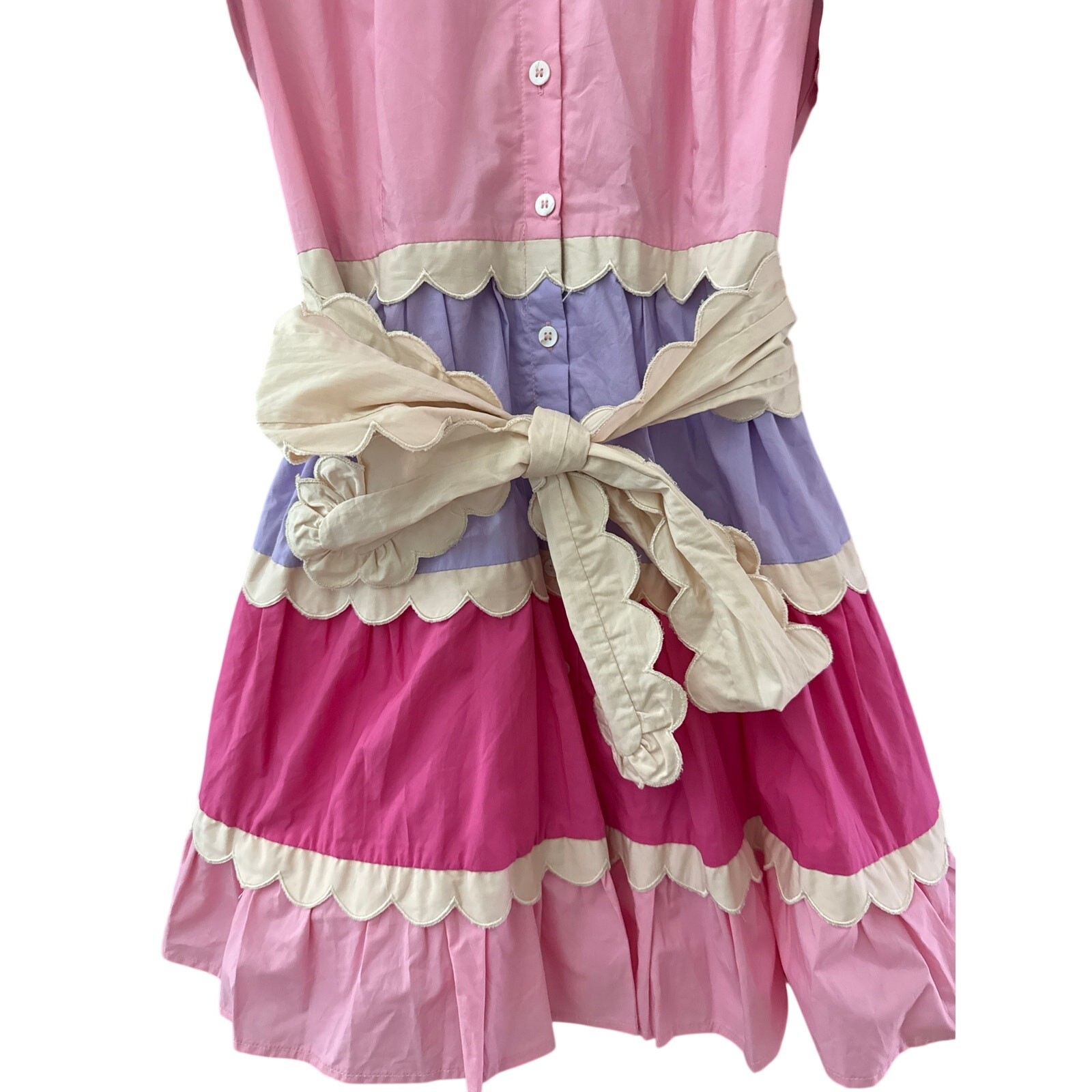 Karlie Scalloped Button Front Cutie Pie Mini Dress Pink Size Large