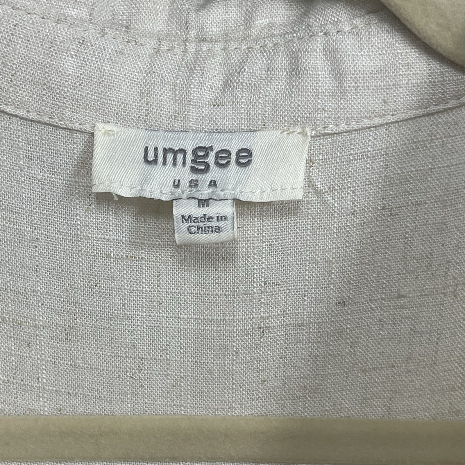 Umgee Beige Linen Blend V-neck Flutter Sleeve Tiered Midi Dress Flowy Boho, M