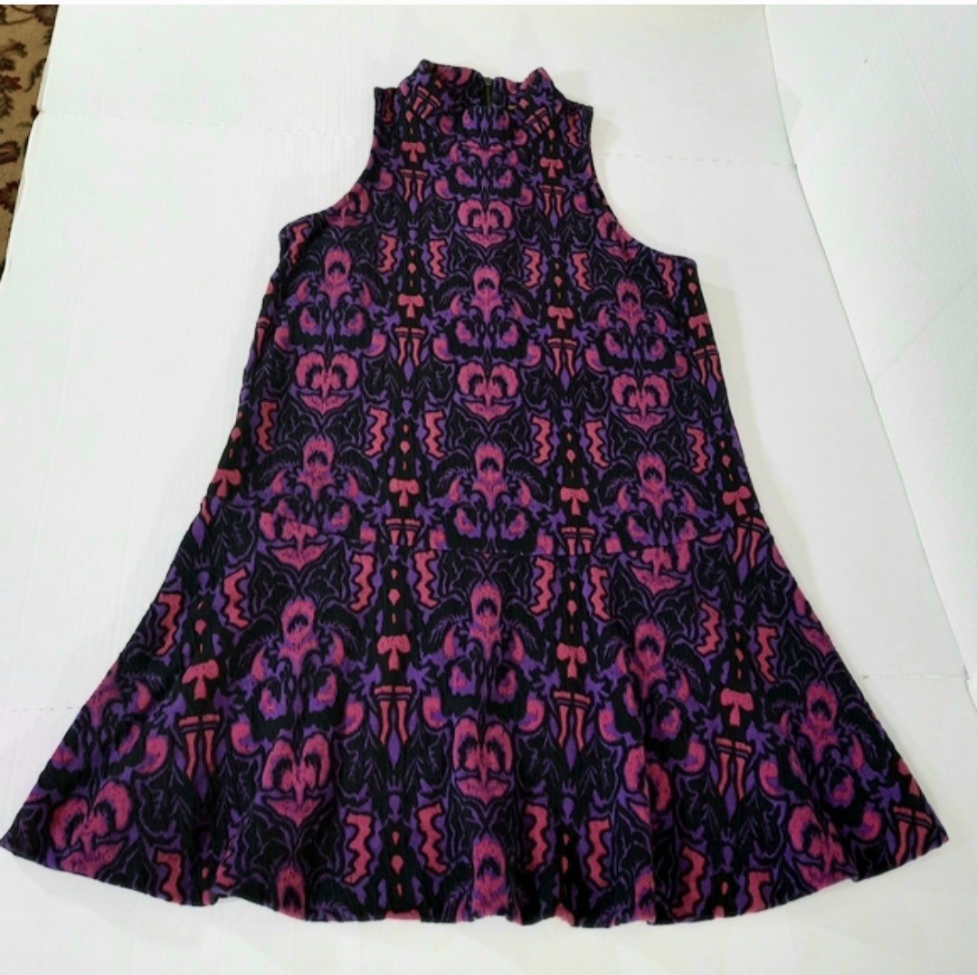 Free People Amelia Jacquard Knit Mini Dress Women M Purple Black Pink