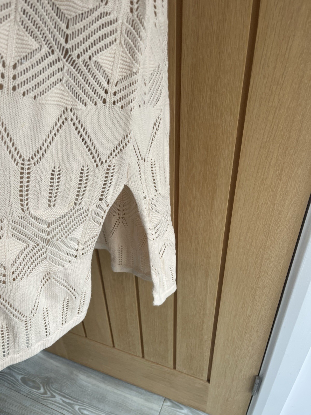 Oliver Bonas Cream Beige Crochet Midi Maxi Dress Size 12