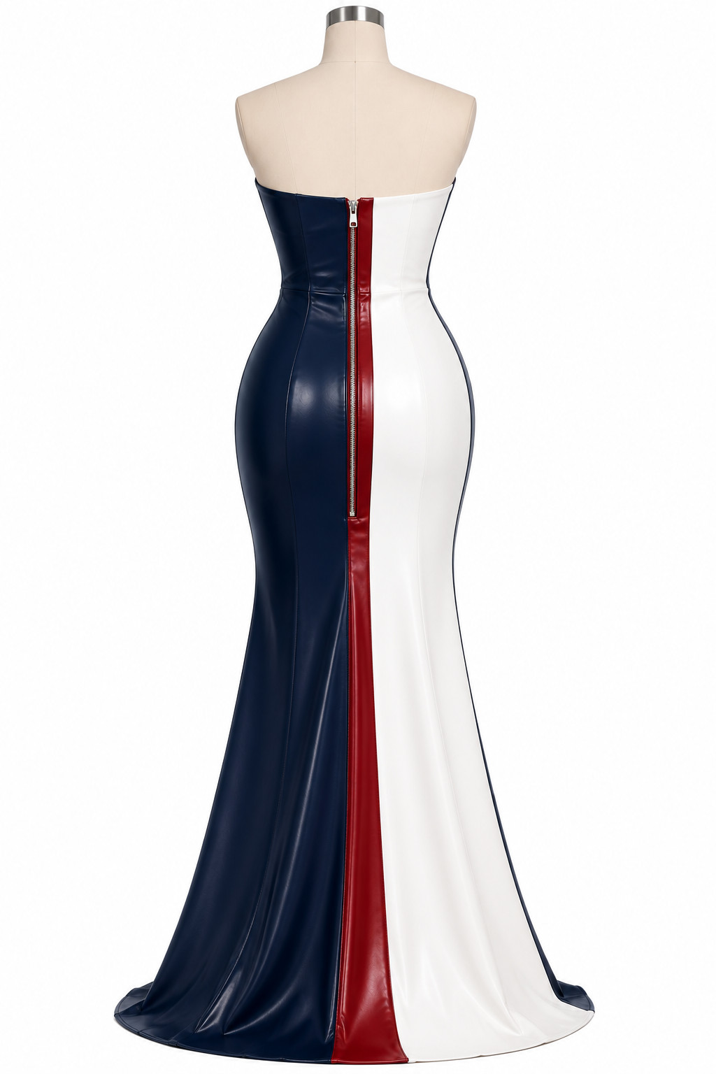 Handmade USA Flag Leather Bodycon | Sweetheart Corset Maxi | Patriotic Slit Gown