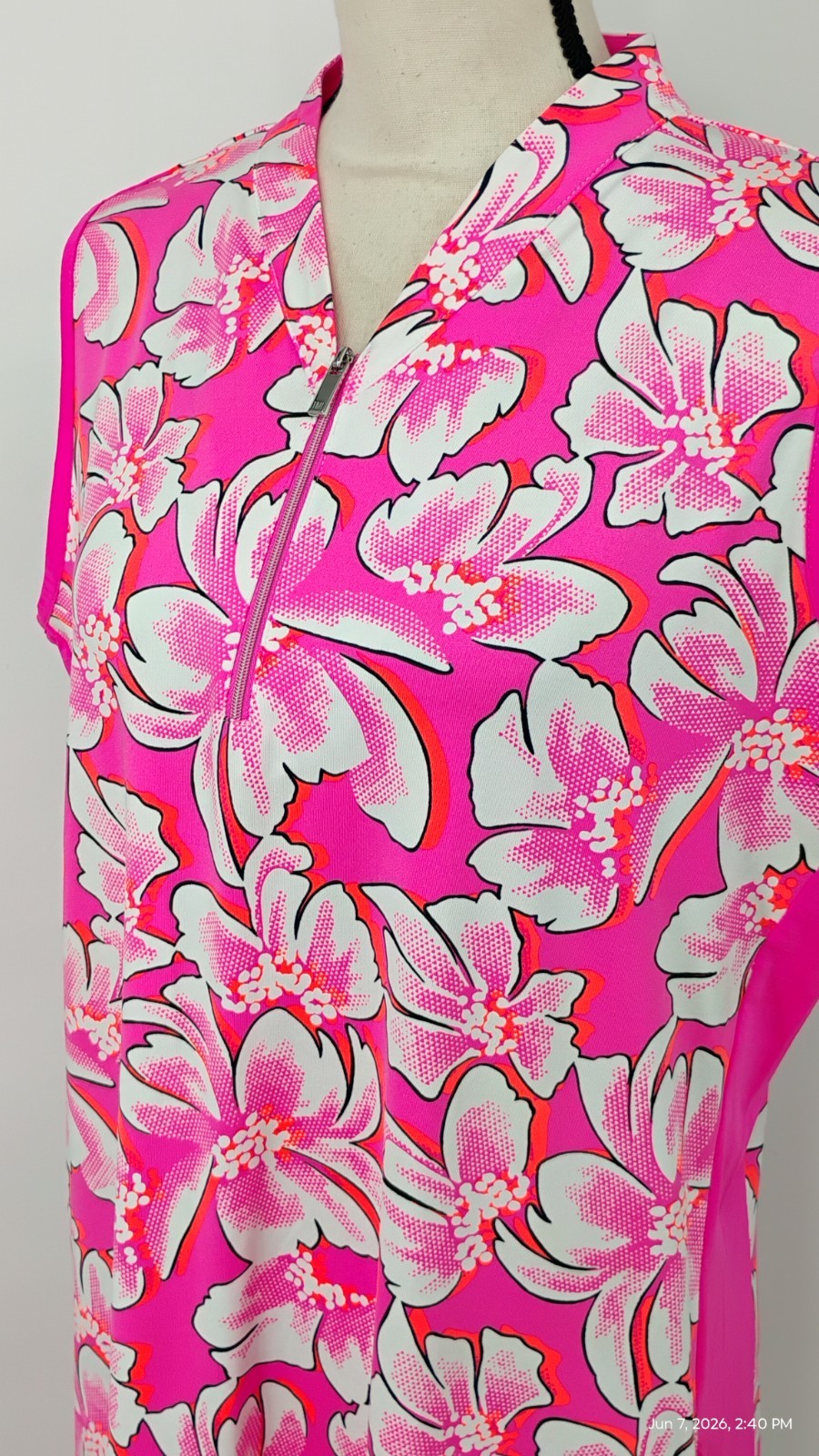 NEW Tail Activewear Nabila Sleeveless Dress UPF 50 Pink Sugar Blossom Floral XL