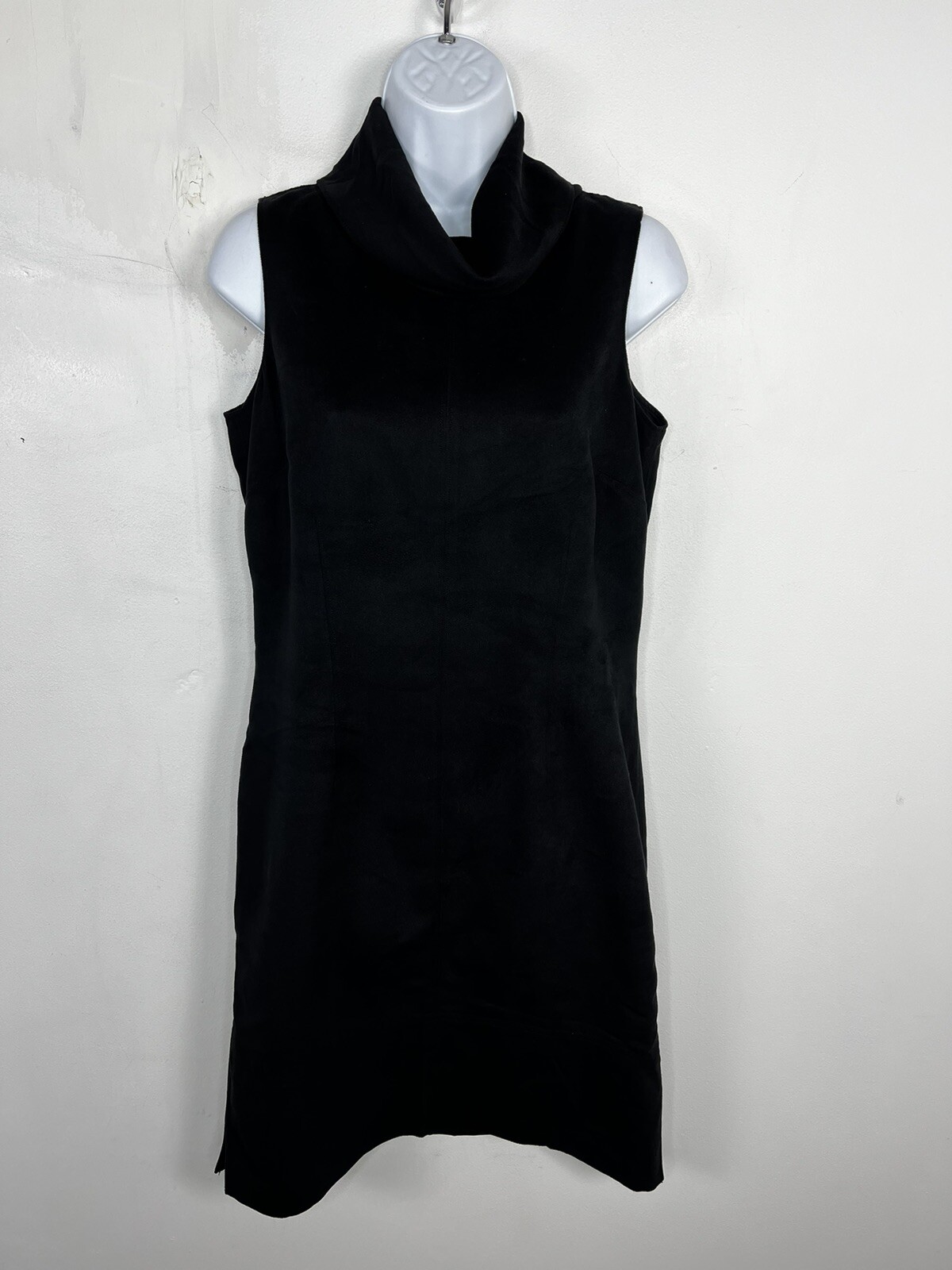 August Silk Black Sheath Dress sz 6 Sleeveless Cowl Neck Classic Minimalist CA10