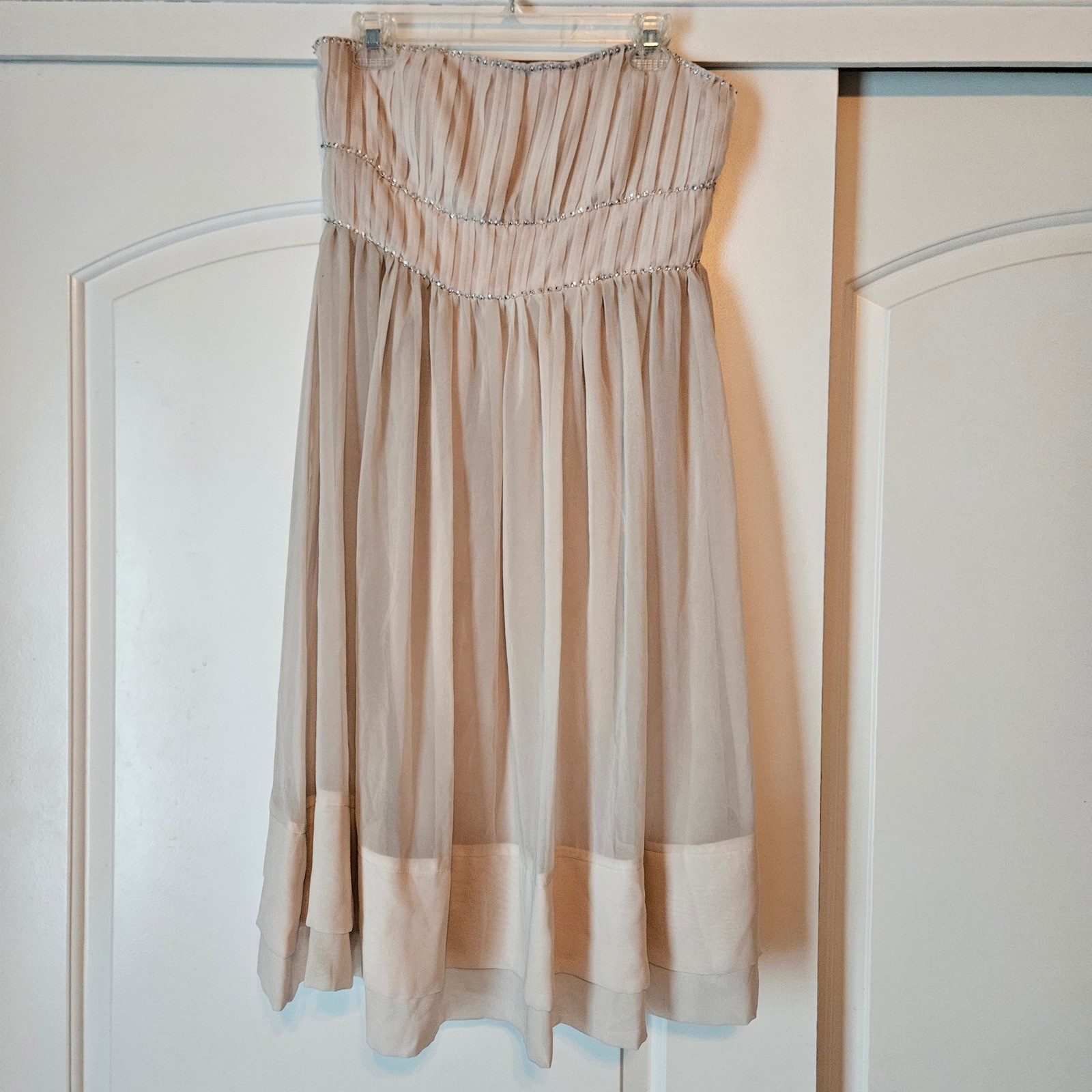 H&M Strapless Rhinestone Pleated Cocktail Dress Size 12 Feminine Wedding Guest