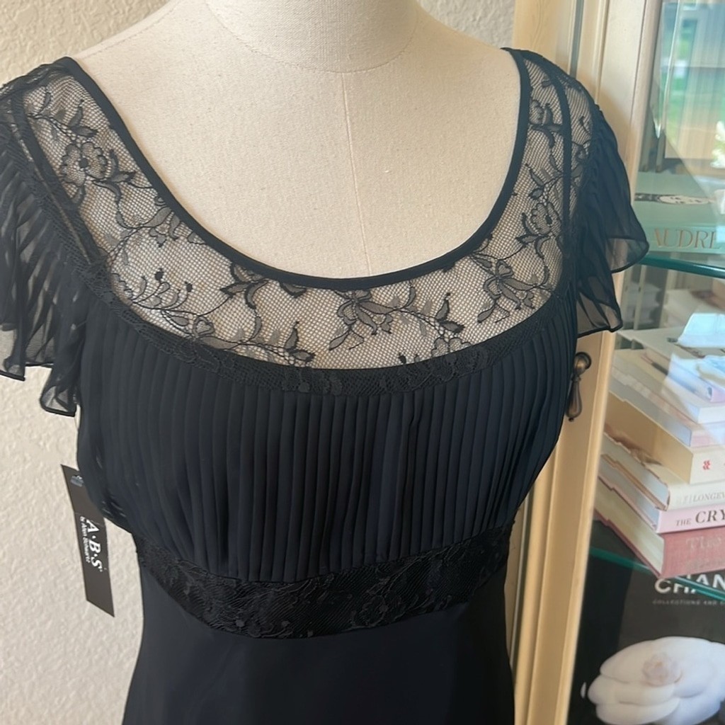 A.B.S. By Allen Schwartz Black Flowy 2 Piece Dress Sz 6