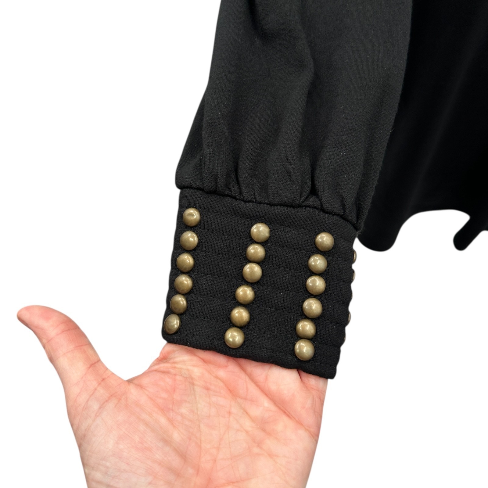 Sweetees Black Mock Neck Studded Cuff Long Sleeve Dress Medium Stretch