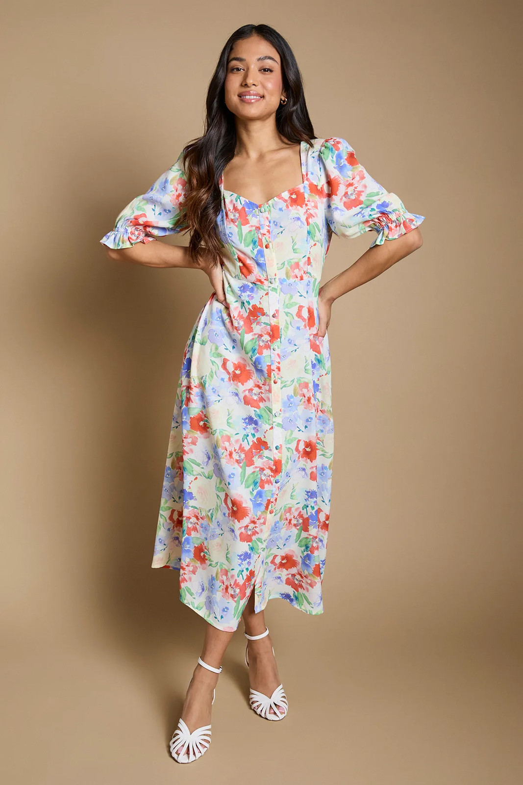 Dorothy Perkins Floral Midi Dress Womens Occasion Dresses
